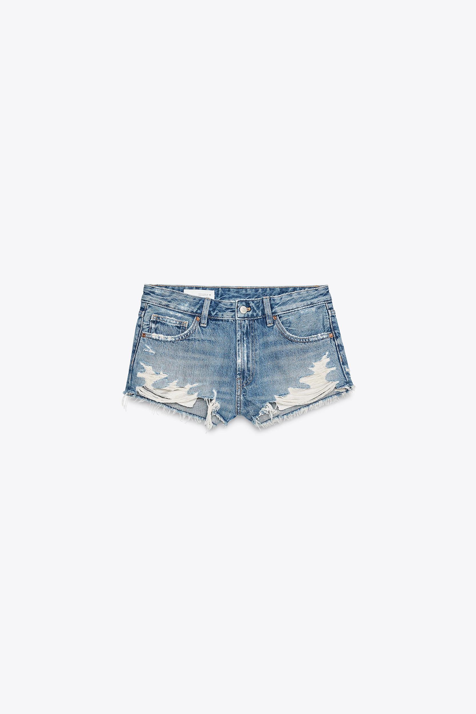 TRF RIPPED MID-RISE DENIM SHORTS Product Image