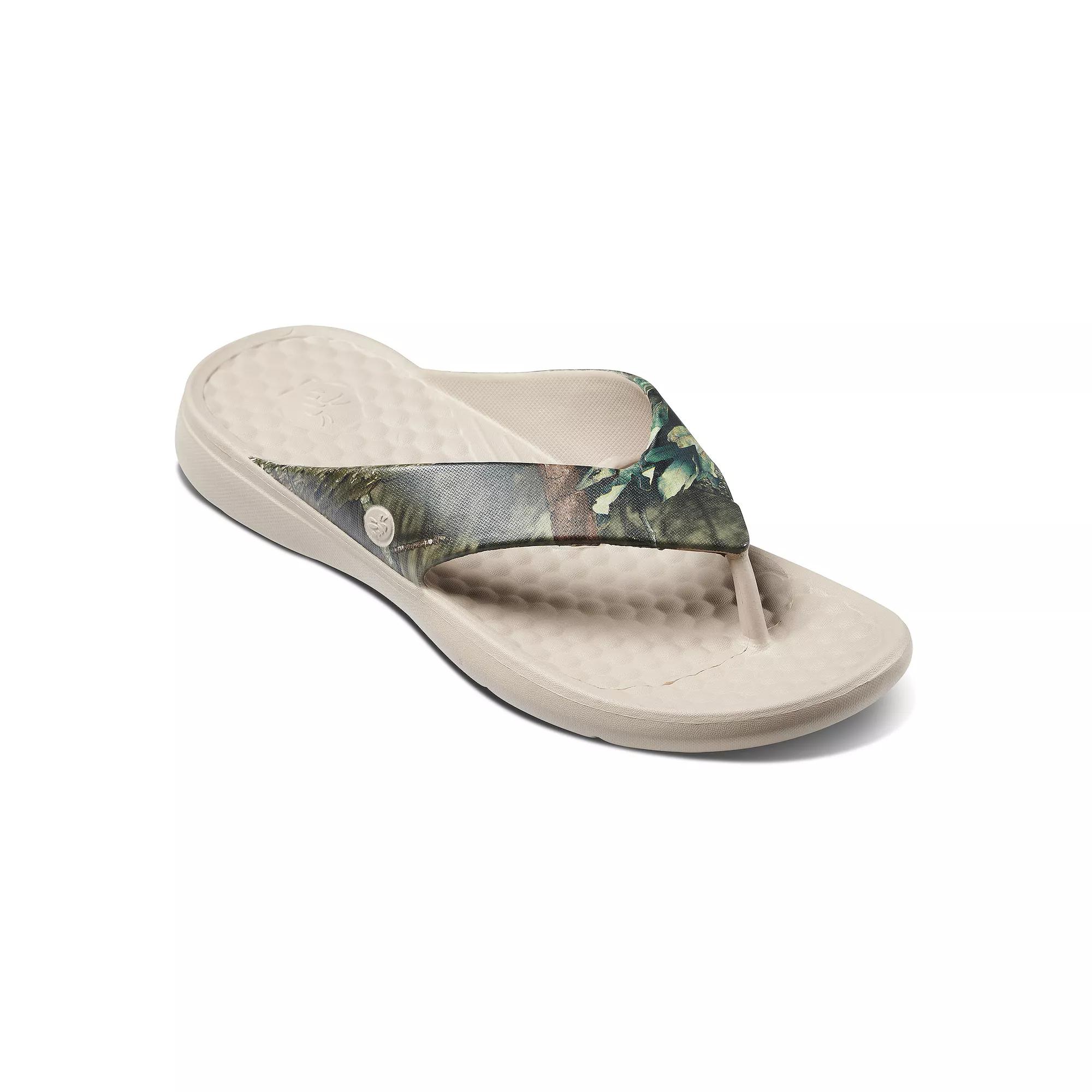 Joybees Adult Casual Flip Sandals - Tan/Green 9 Product Image