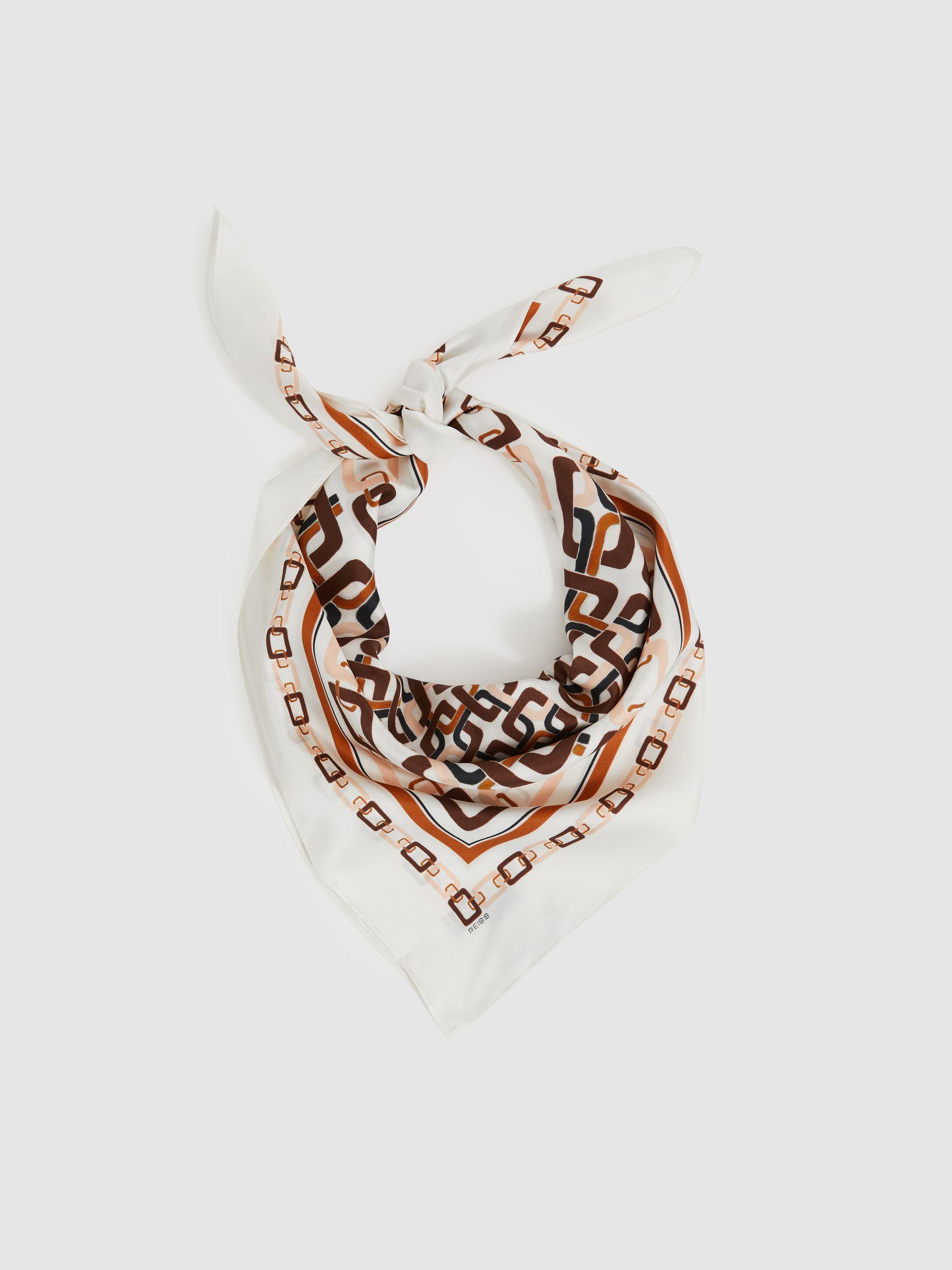 Silk Chain-Print Scarf in Taupe Product Image