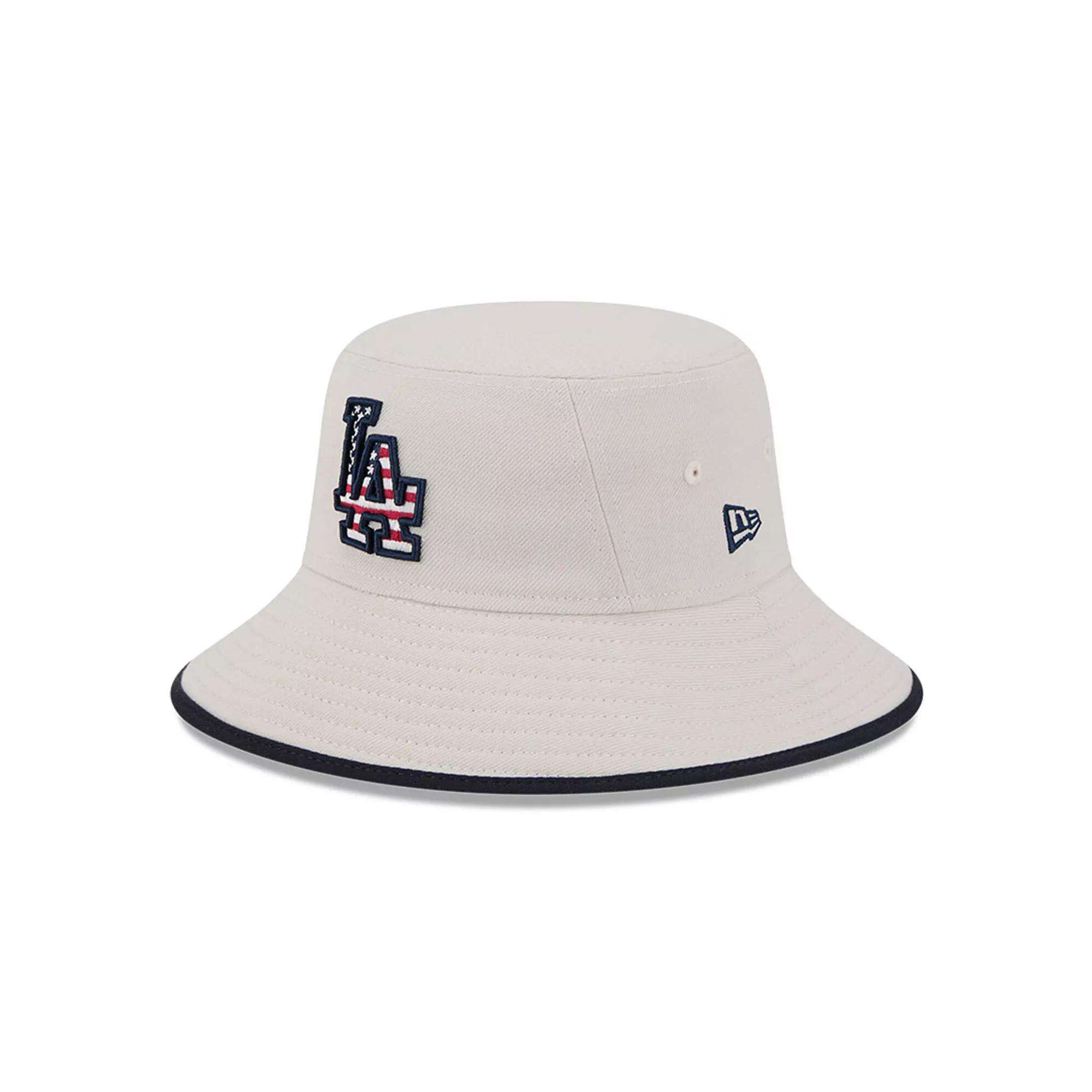 Men's New Era  Khaki Los Angeles Dodgers 2024 Fourth of July Bucket Hat, Beig K Product Image