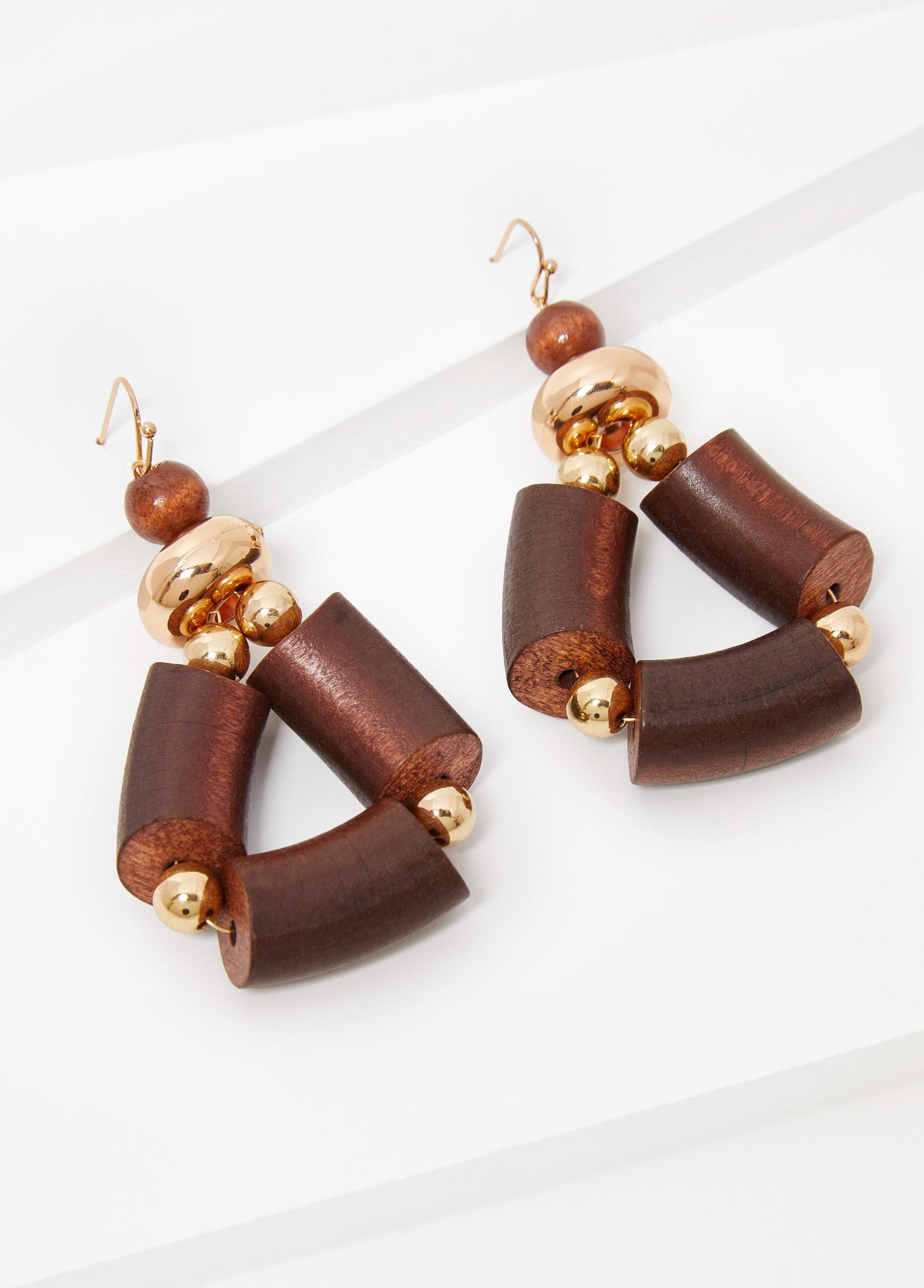 Wood And Bead Earrings Product Image
