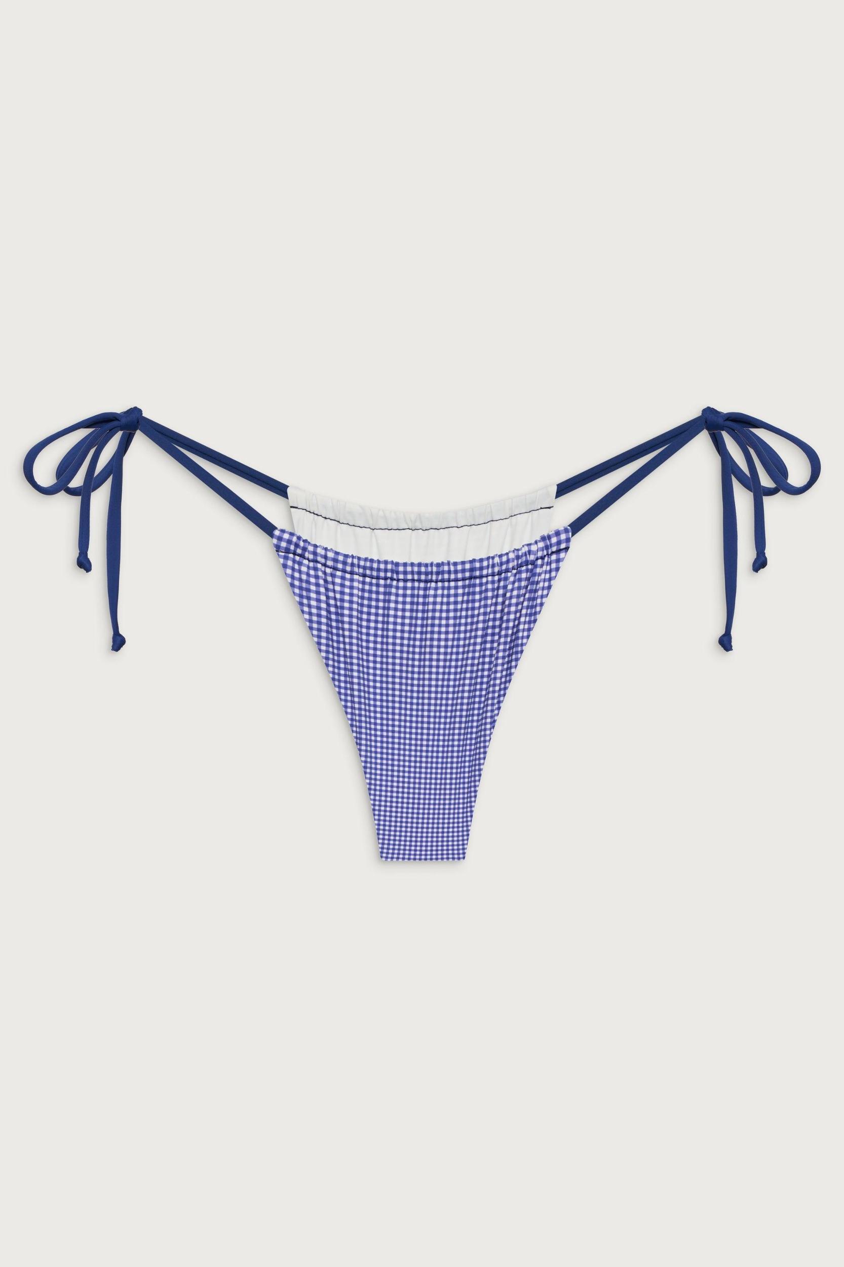 Tia Tie Side Skimpy Bikini Bottom - Sailor Gingham Product Image