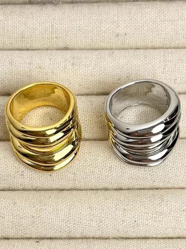 Geometric Shiny Solid Color Rings Accessories Product Image