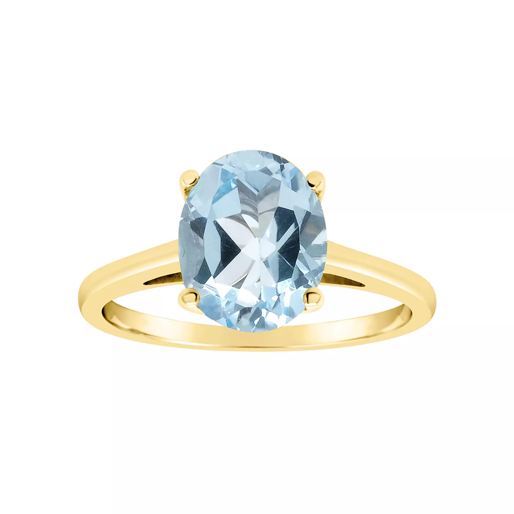 Alyson Layne 14k Gold Oval Sky Blue Topaz Solitaire Ring, Women's, Size: 9 Product Image