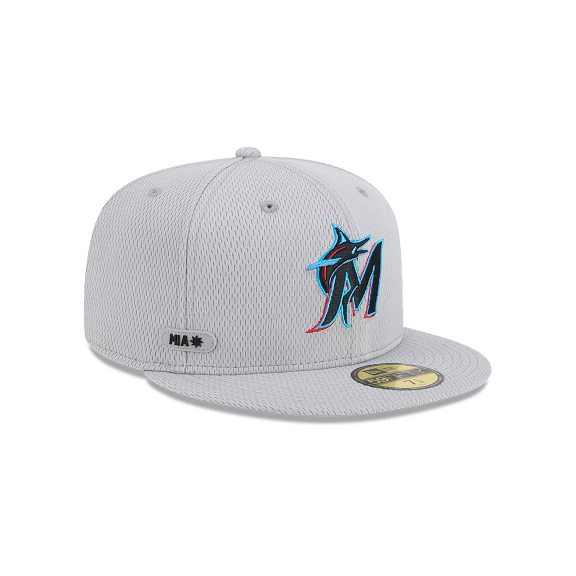 Men's New Era Gray Miami Marlins 2025 MLB Clubhouse 59FIFTY Fitted Hat, Size: 7 1/8, Grey Product Image
