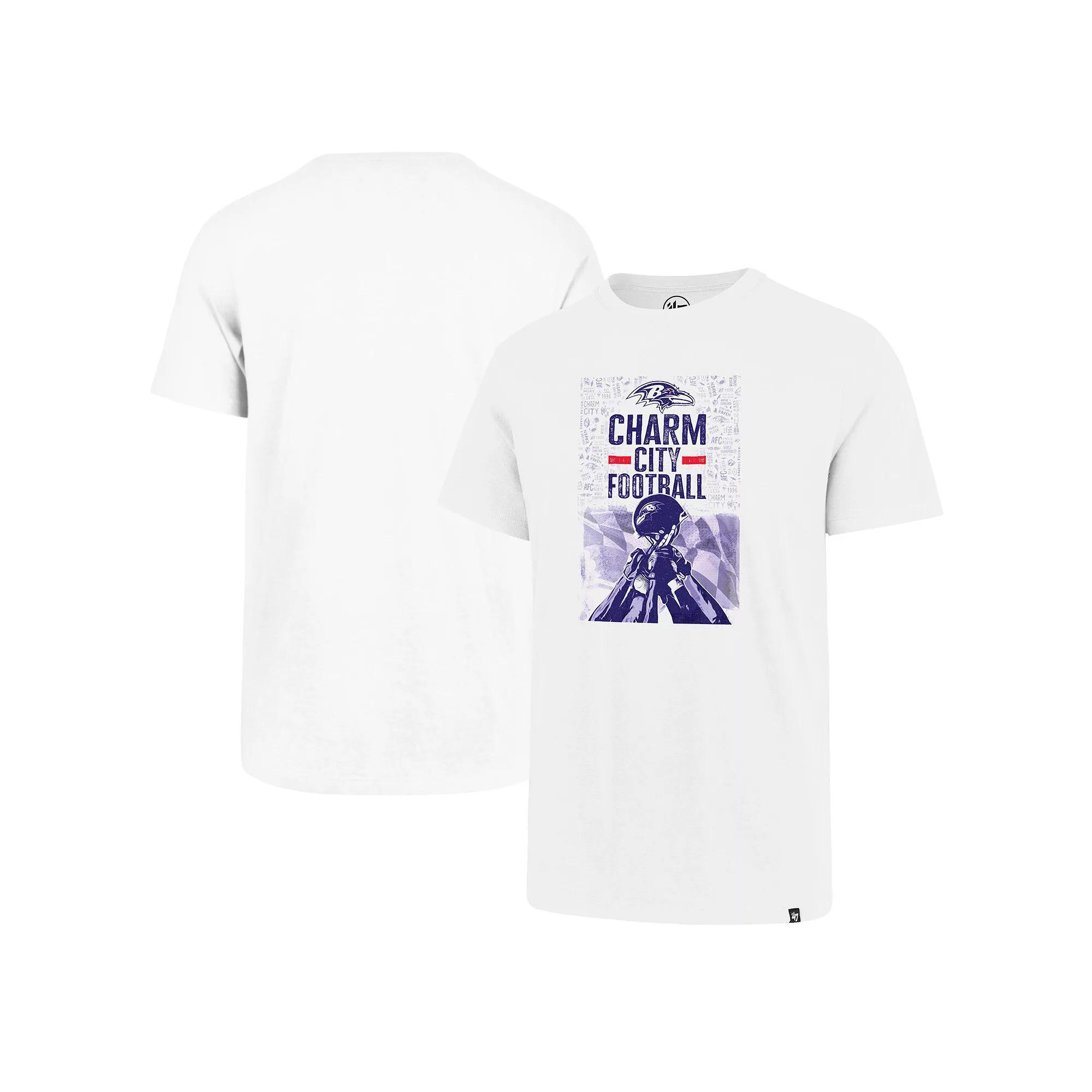Men's '47 White Baltimore Ravens Charm City Football T-Shirt, Size: Large Product Image
