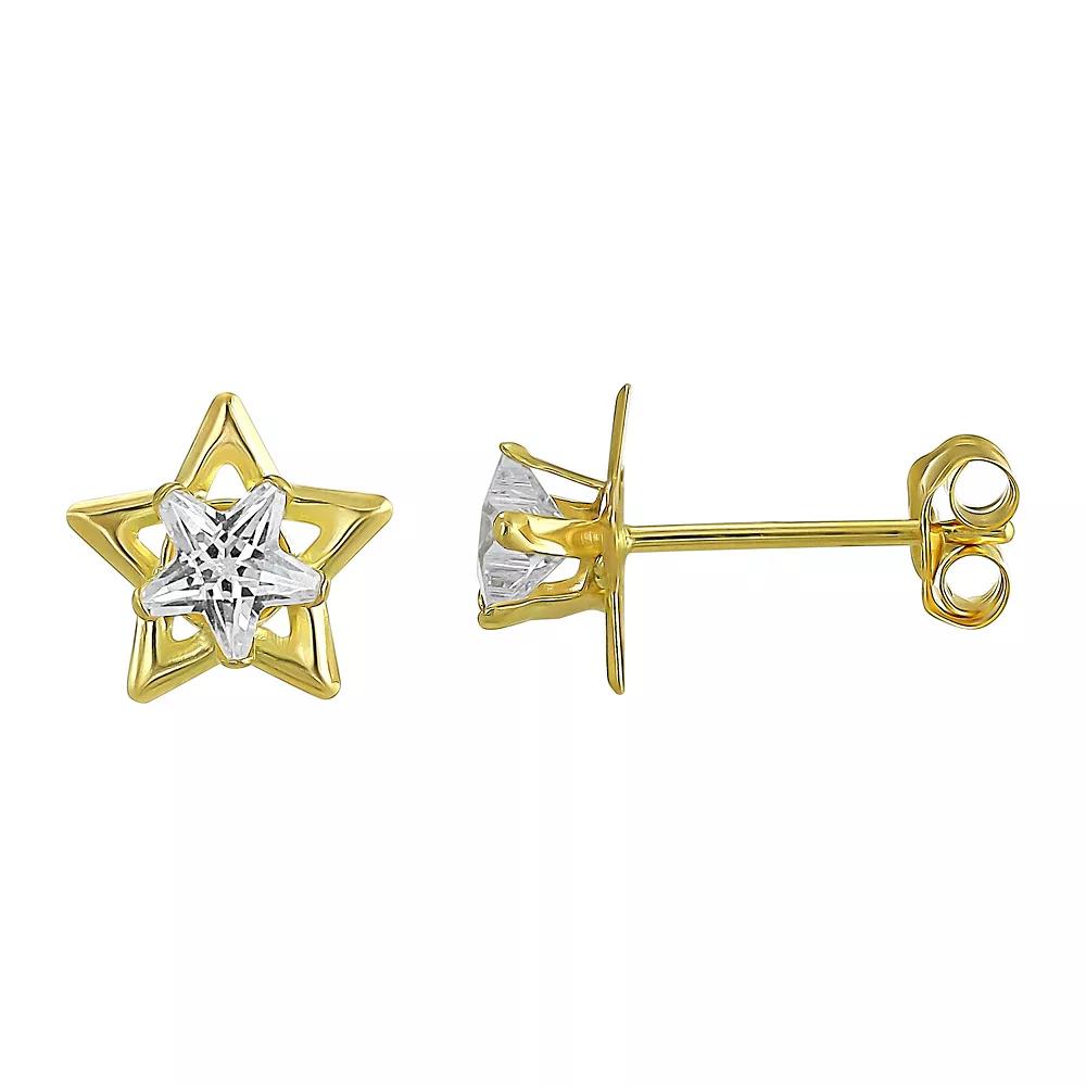 Forever 14k Gold Cubic Zirconia Star Stud Earrings, Women's Product Image