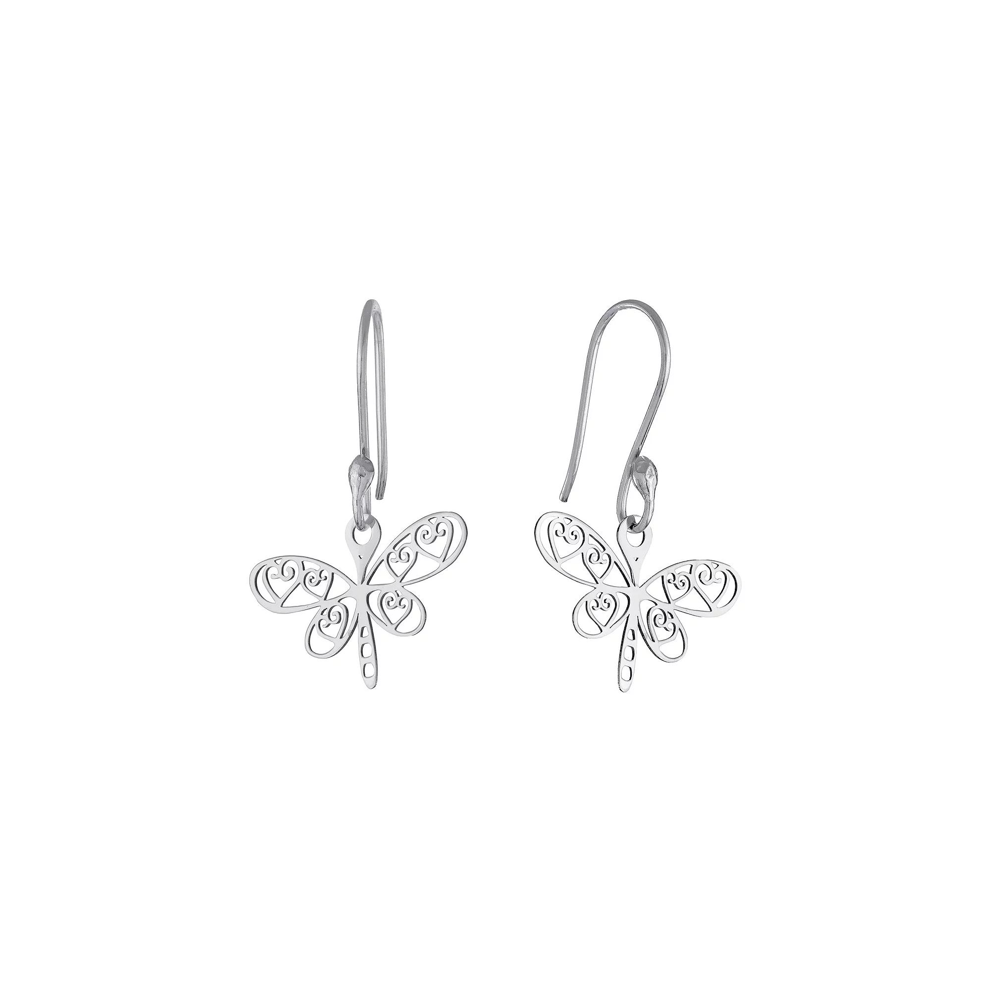 Main and Sterling Sterling Silver Laser Cut Dragonfly Drop Earrings, Women's Product Image