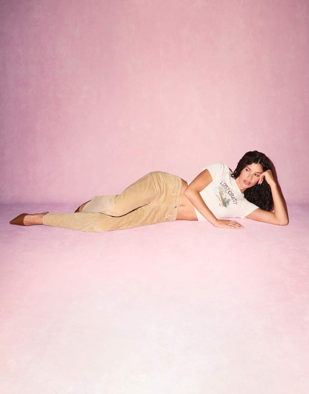 Levi's superlow boot cut cord jeans in beige Product Image