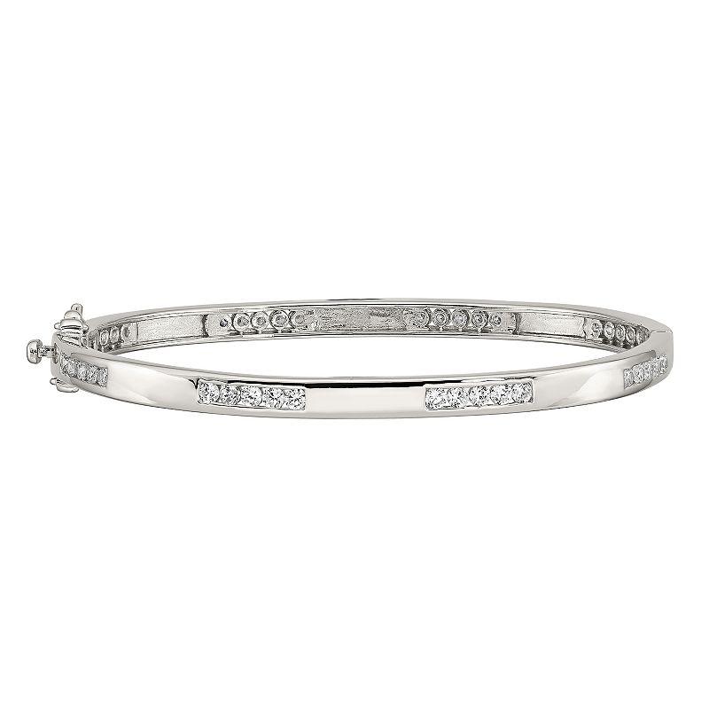 Sophie Miller Sterling Silver Cubic Zirconia Bangle Bracelet, Women's, Size: 8" Product Image