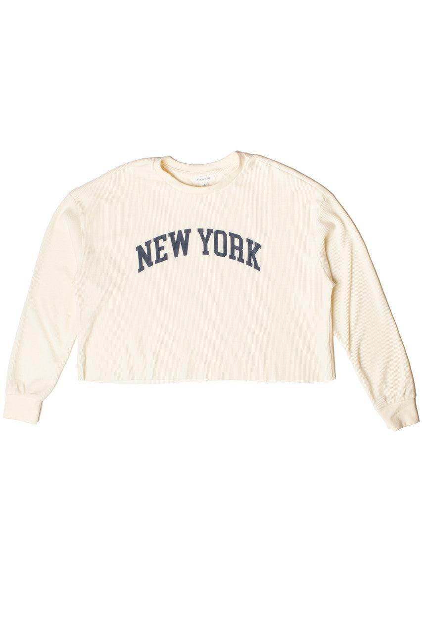 Waffle Knit New York Crop Top Product Image