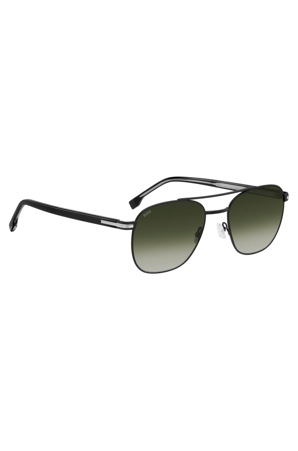 Double-bridge sunglasses in black steel Product Image