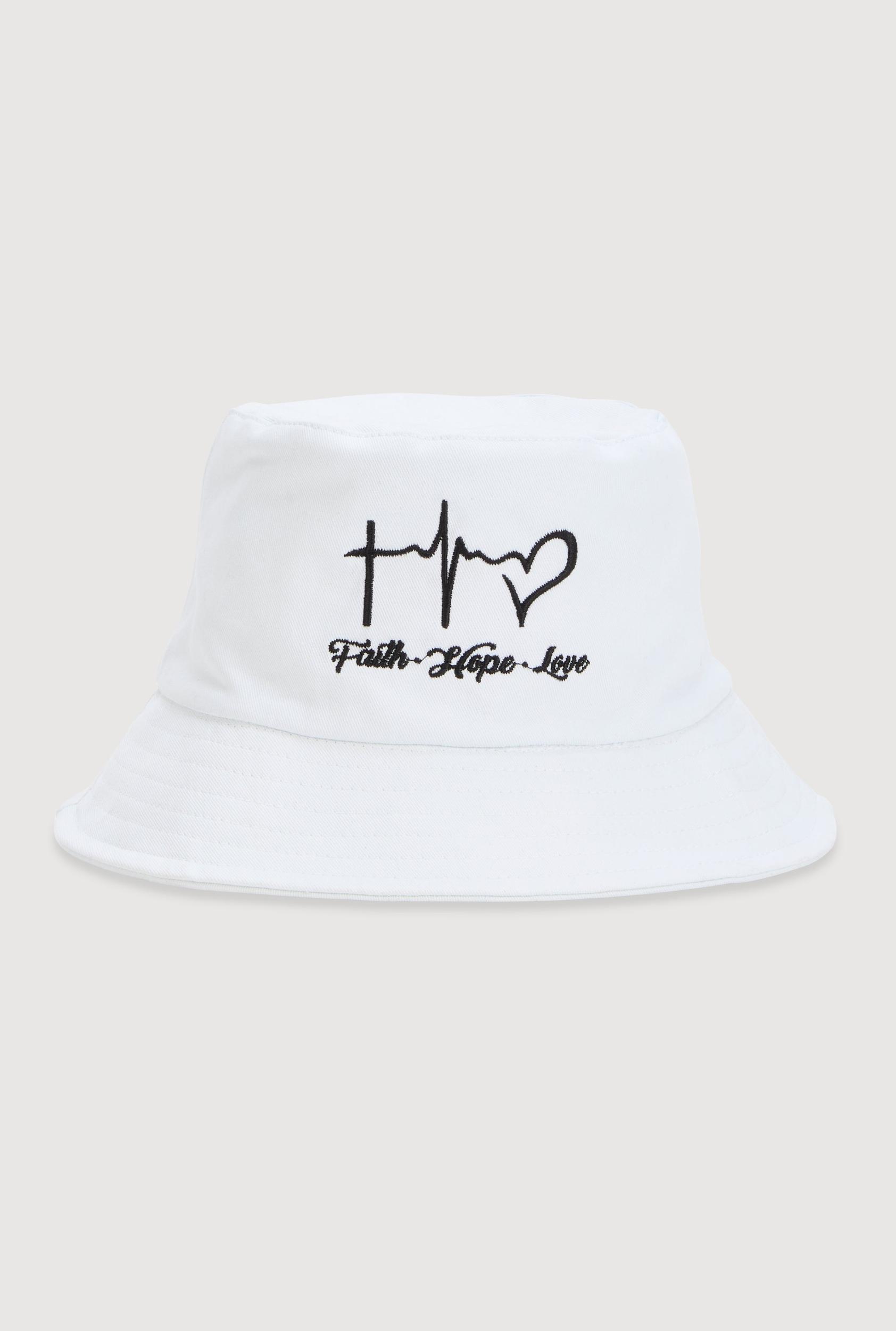 Faith Hope Love Embroidered Bucket Hat Female Product Image