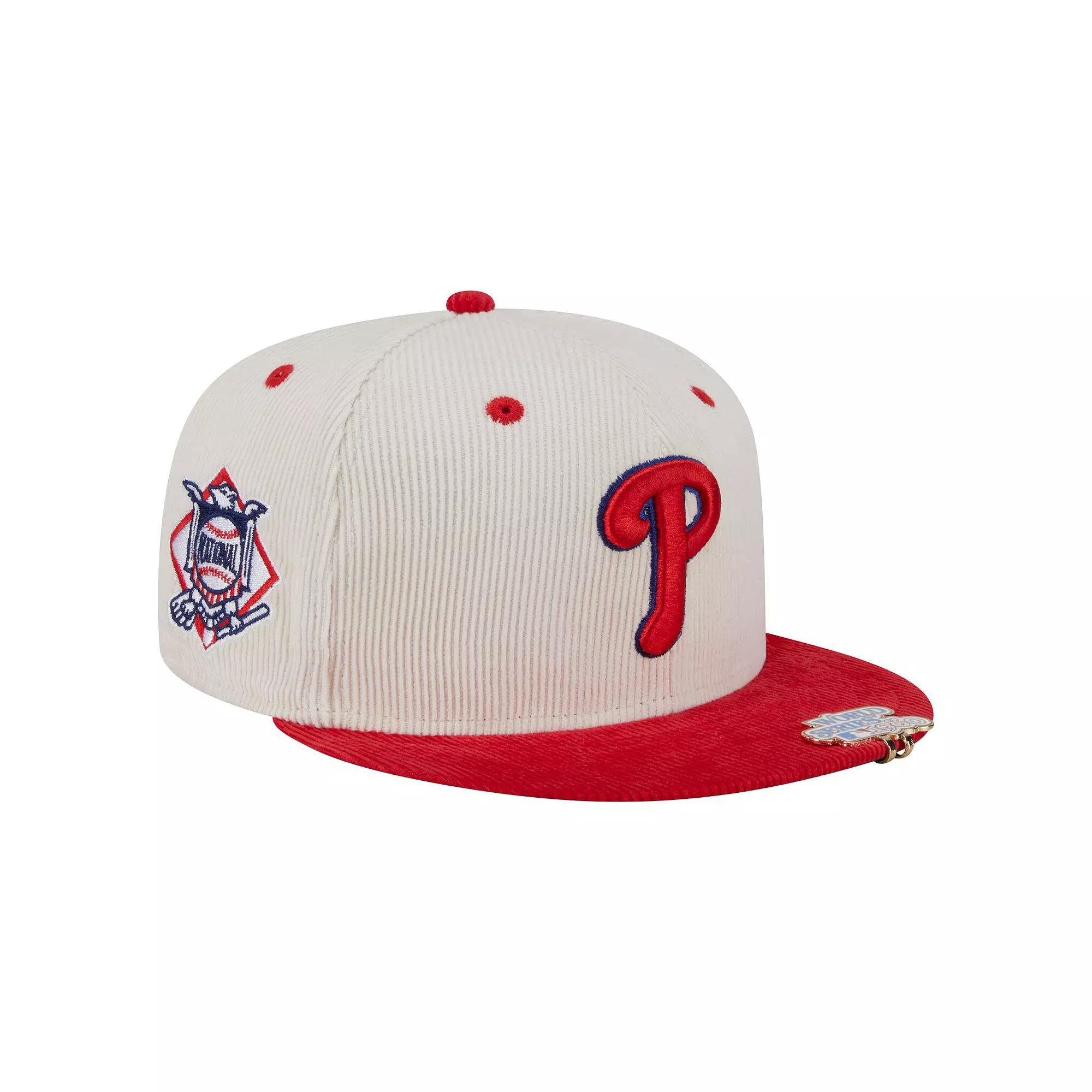 Men's New Era Cream/Red Philadelphia Phillies Two-Tone Corduroy 59FIFTY Fitted Hat,  Product Image