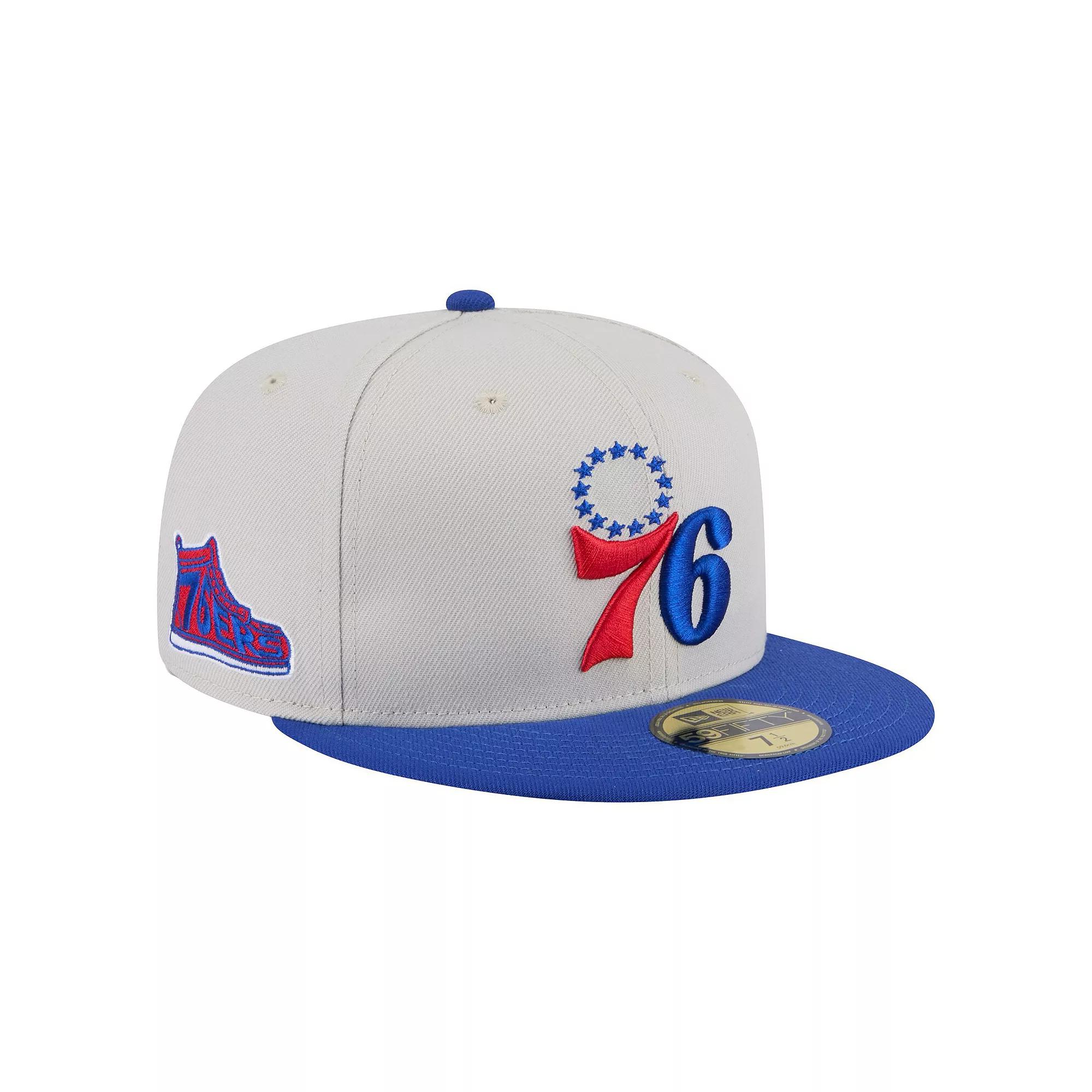Mens Philadelphia 76ers New Era Stone Victory Grove Vintage Sidepatch Sneaker 59FIFTY Fitted Hat Product Image