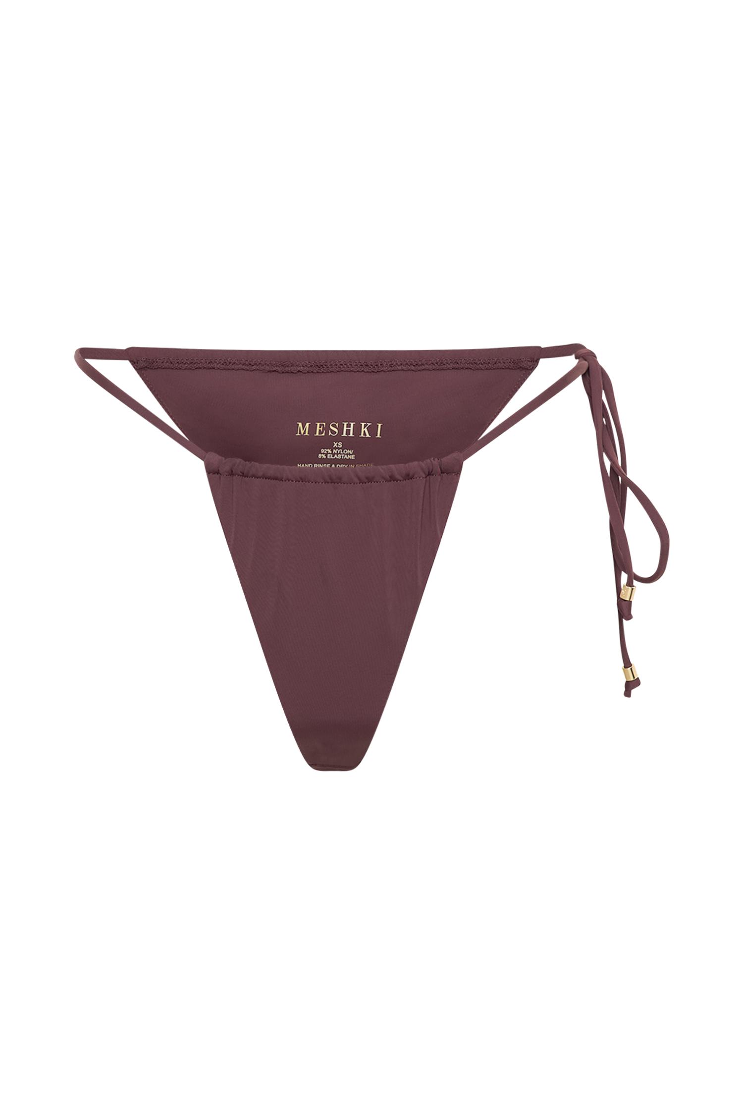 Andie Ruched String Side Bikini Brief - Chocolate Product Image