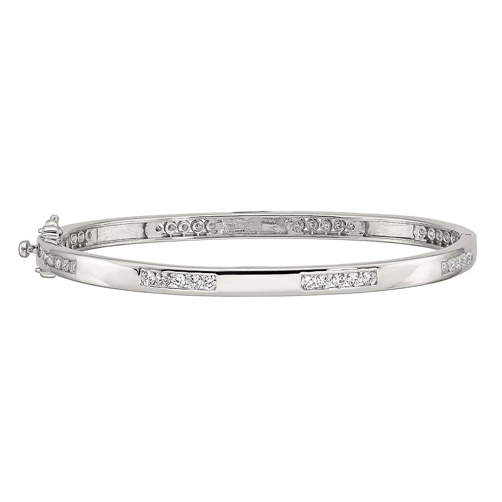 Sophie Miller Sterling Silver Cubic Zirconia Bangle Bracelet, Women's, Size: 8" Product Image