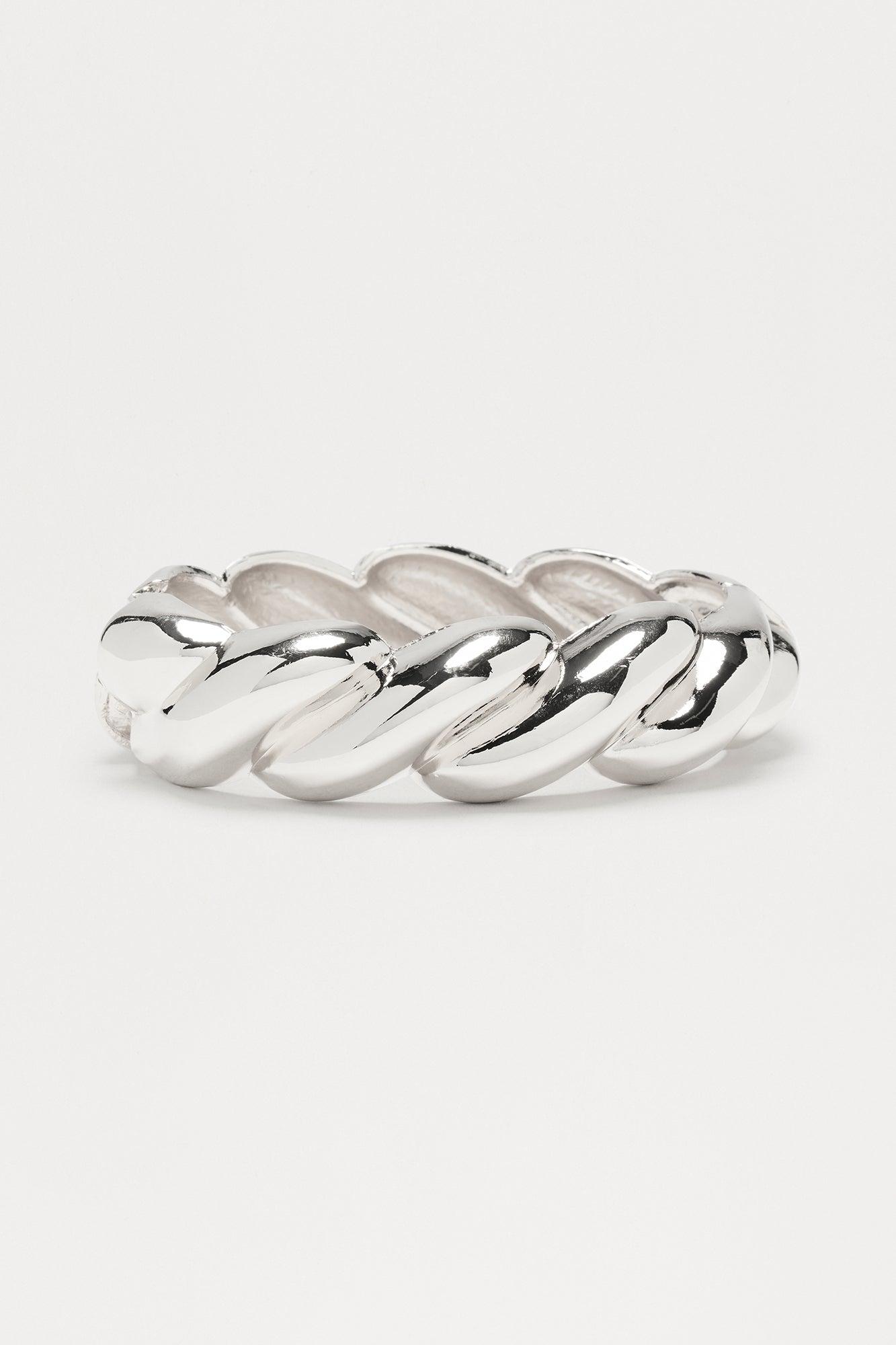 Braided Bolt Cuff Bracelet - Silver Product Image