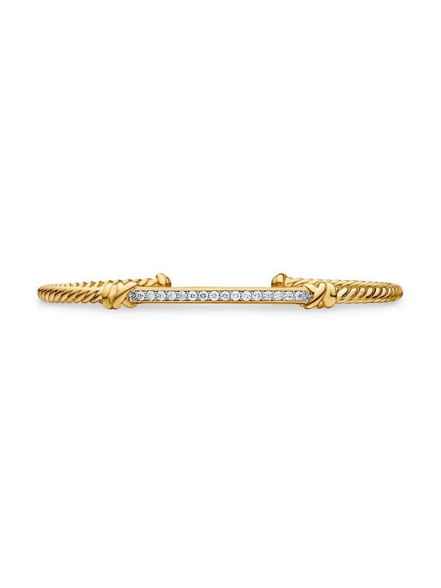 Womens Petite Helena Two Station Wrap Bracelet in 18K Yellow Gold with Pav Diamonds Product Image