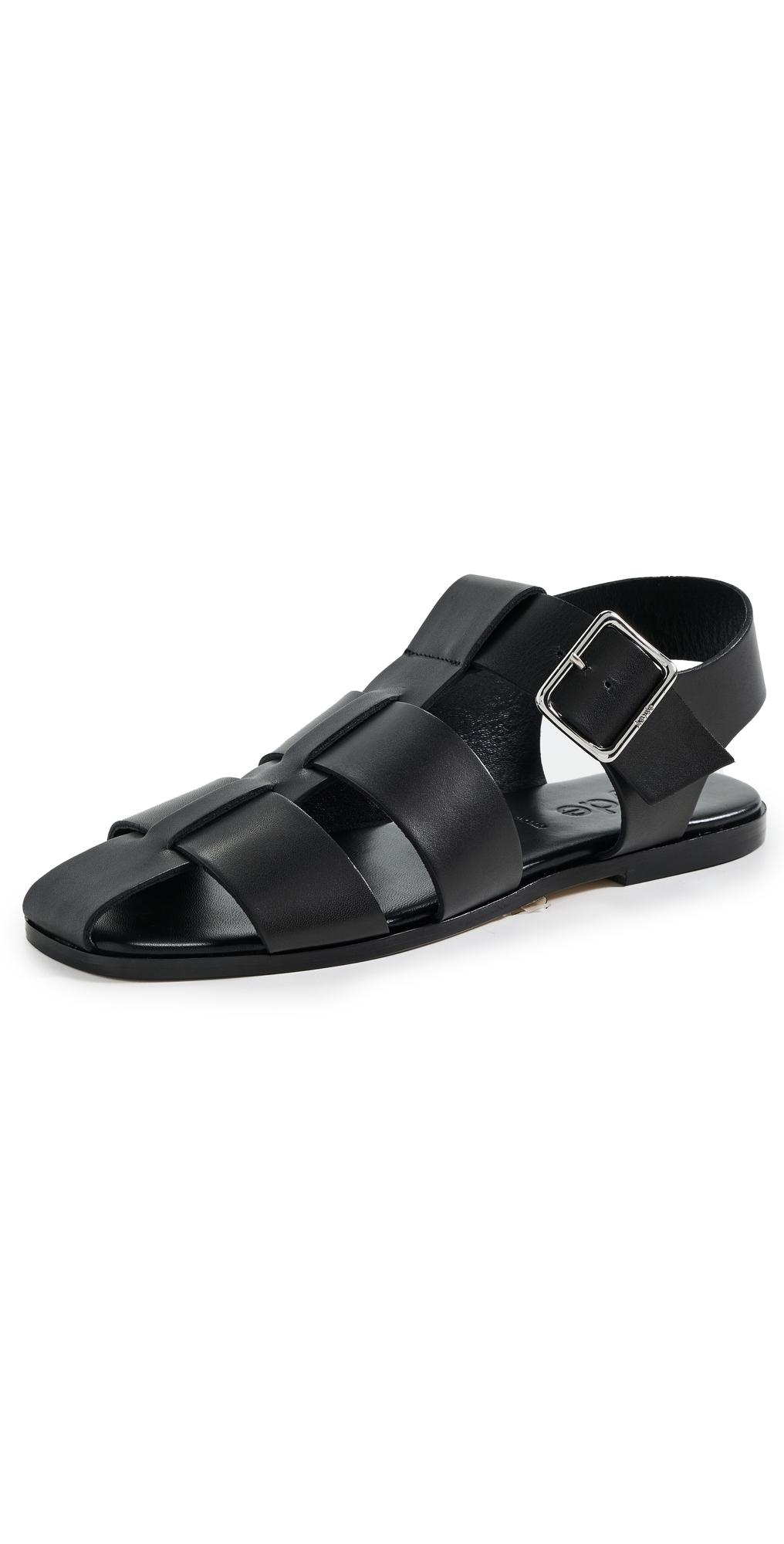 AEYDE 10mm Whit Leather Fisherman Sandals In Black Product Image