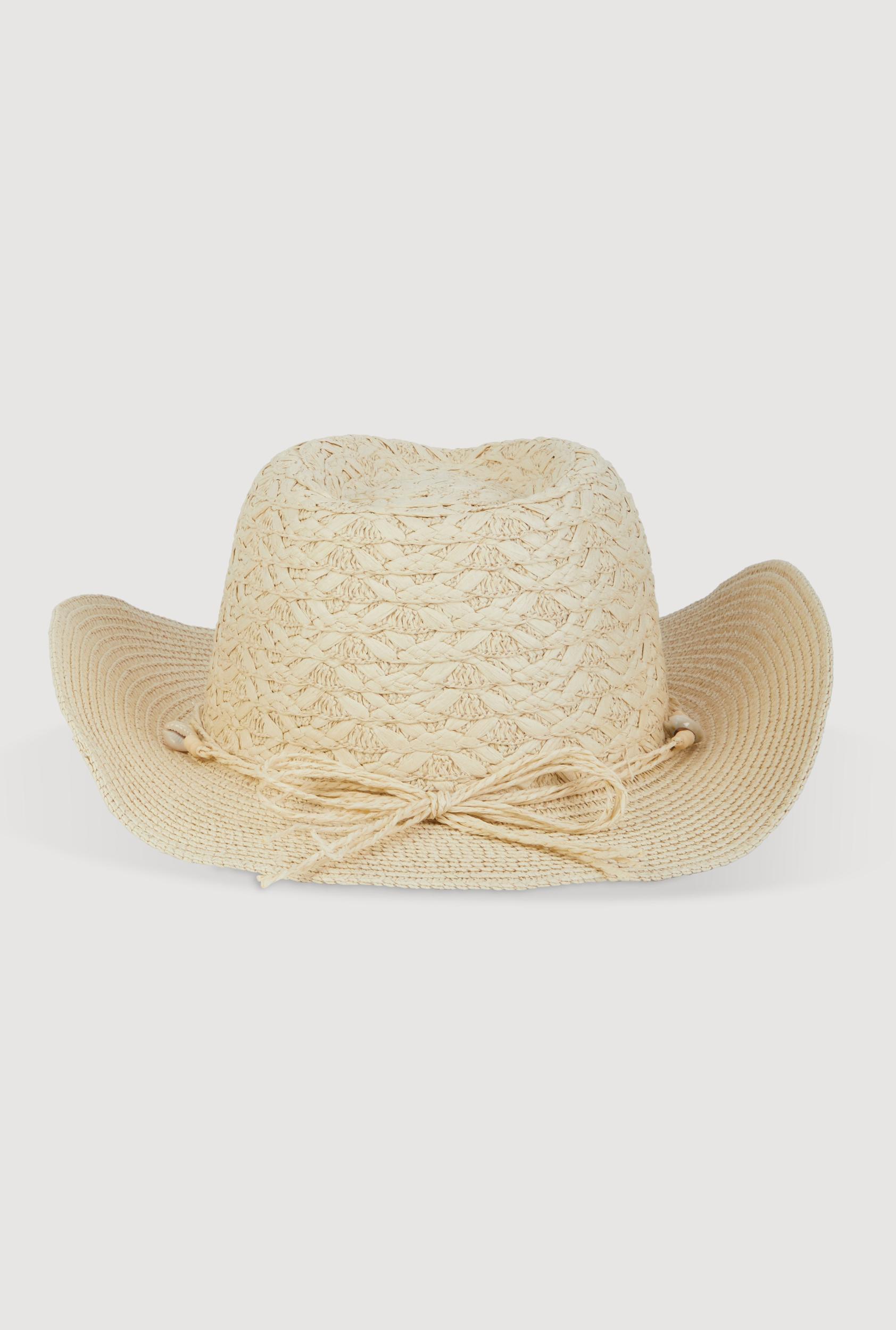 Beaded Straw Cowboy Hat Female Product Image