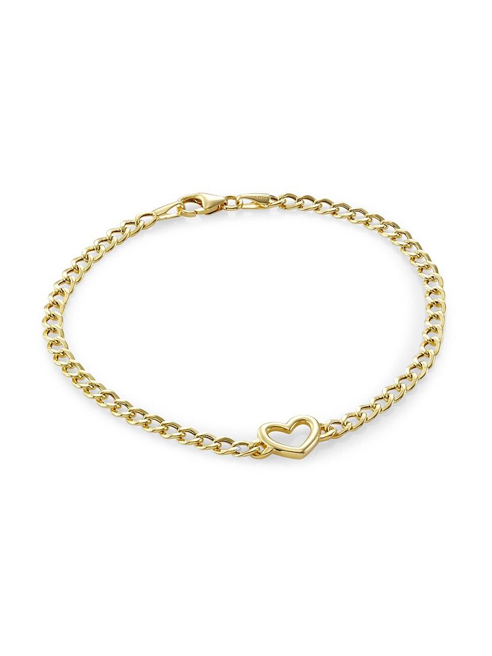 Womens 14K Gold Heart Charm Bracelet Product Image