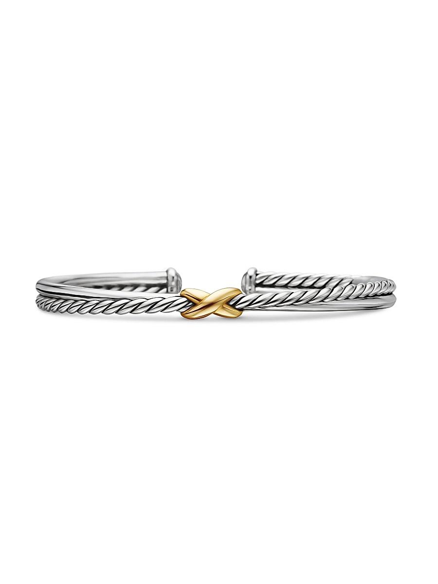 David Yurman Sterling & 18K Yellow Gold Petite X Cuff Bracelet Product Image