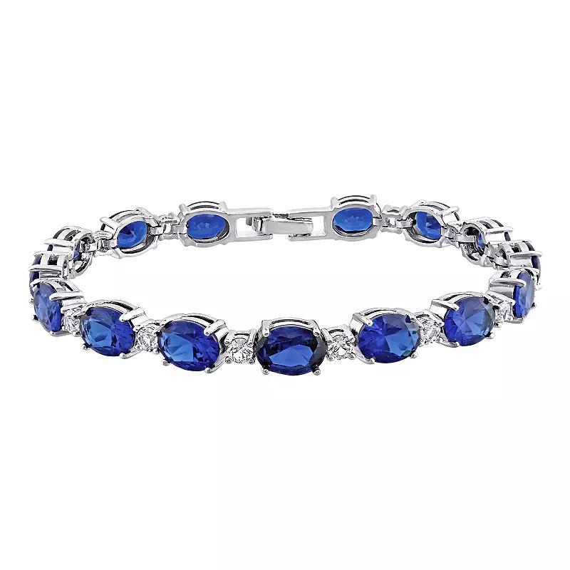 Stella Grace Sterling Silver Lab-Created Blue & White Sapphire Bracelet, Women's, Size: 7" Product Image