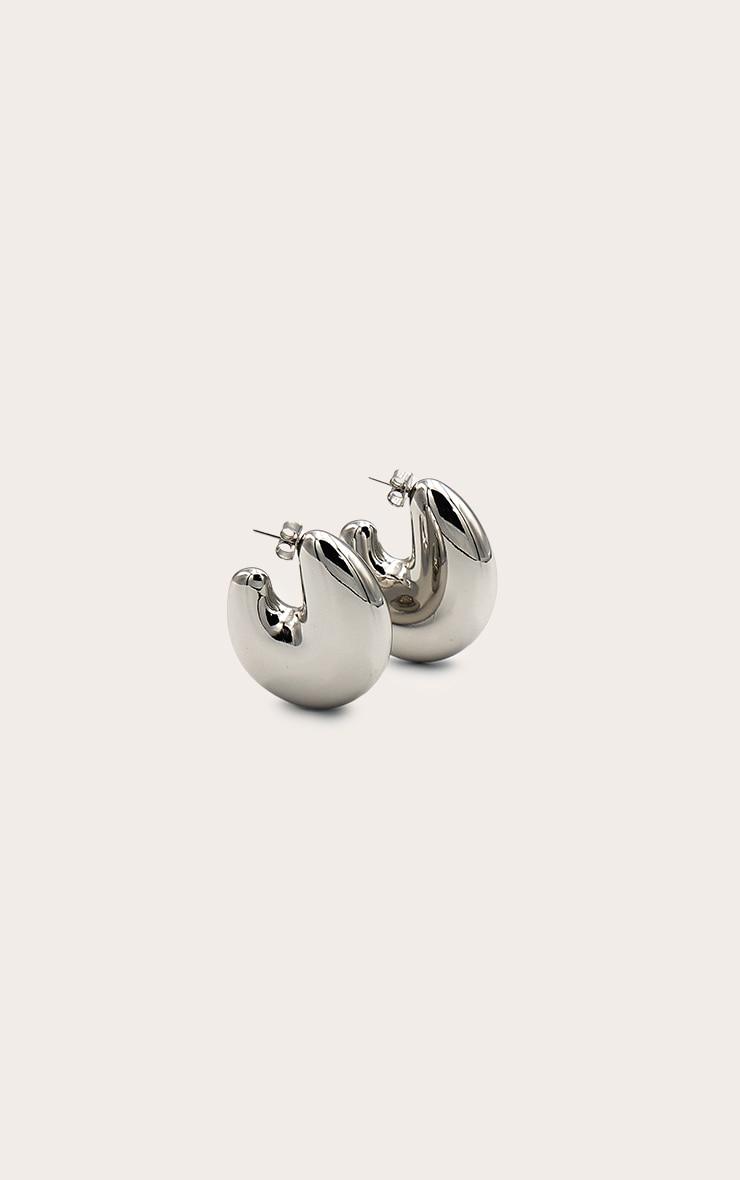 Silver Oversize Chunky Hoop Statement Earrings Product Image