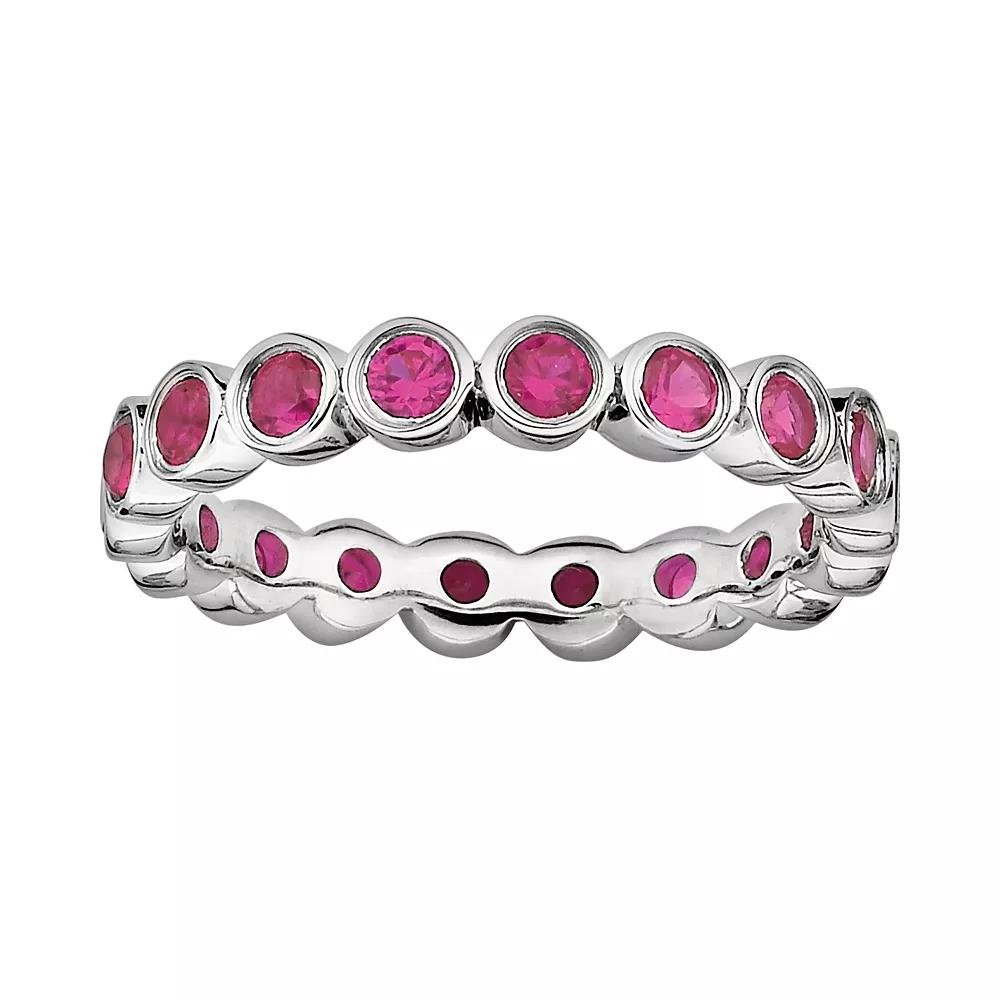 Stacks & Stones Sterling Silver Lab-Created Ruby Stack Ring, Women's, Size: 8 Product Image