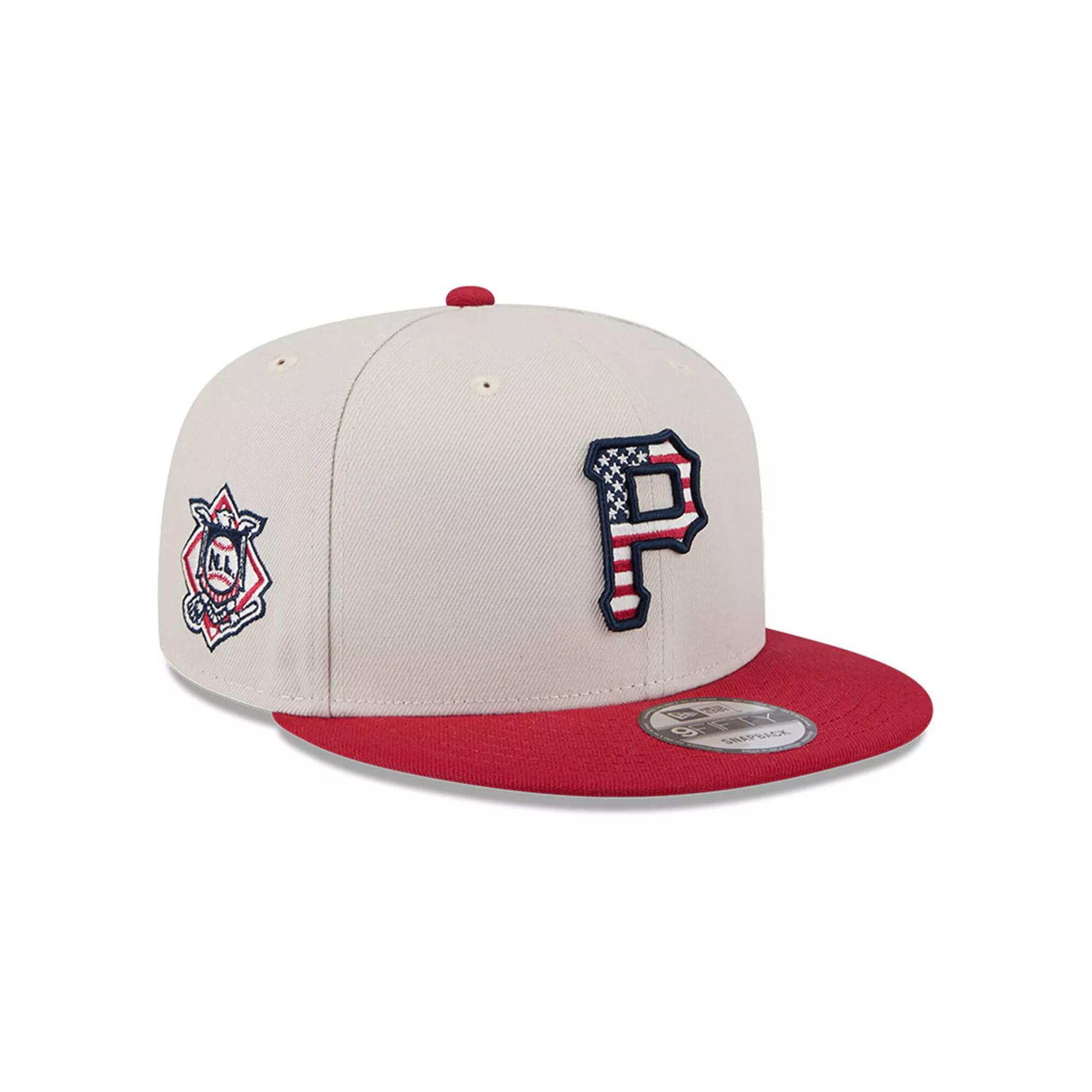 Men's New Era Khaki/Red Pittsburgh Pirates 2024 Fourth of July 9FIFTY Snapback Hat, Beig K Product Image