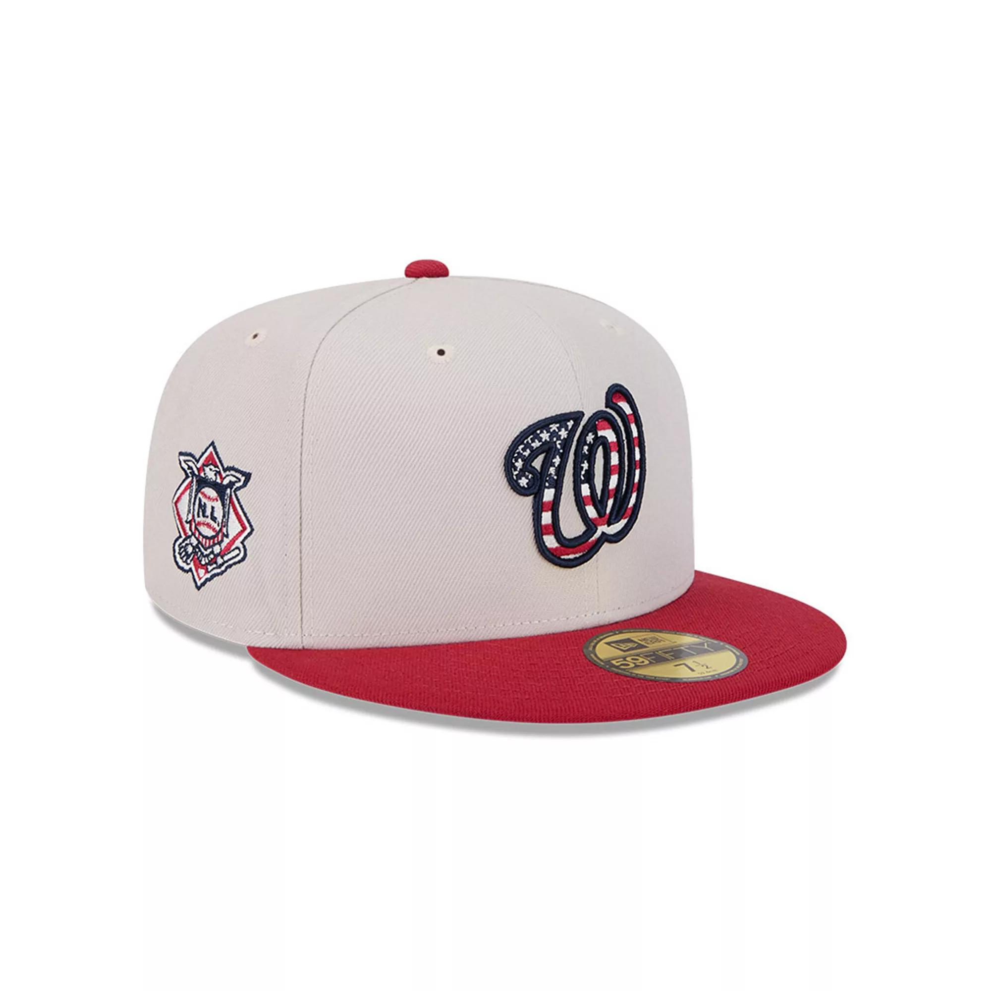 Men's New Era Khaki/Red Washington Nationals 2024 Fourth of July 59FIFTY Fitted Hat,  Product Image
