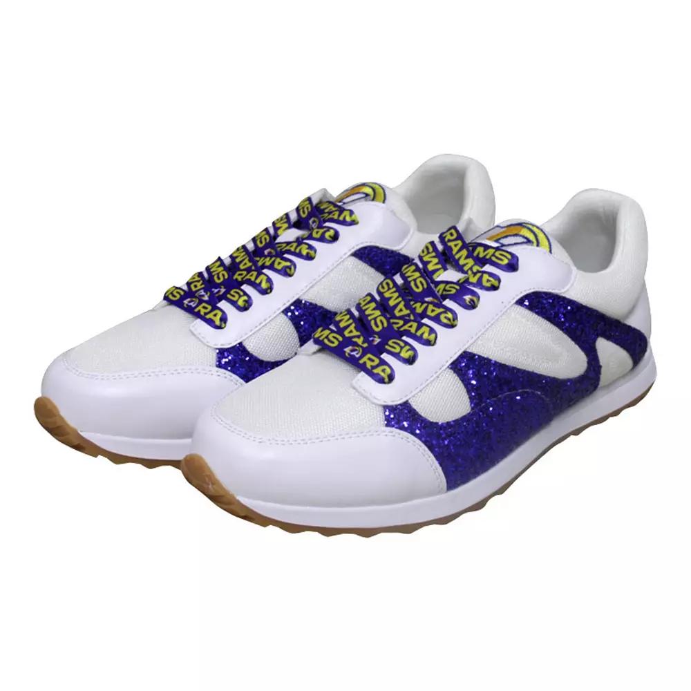 Women's Cuce White Los Angeles Rams Glitter Sneakers,  Product Image