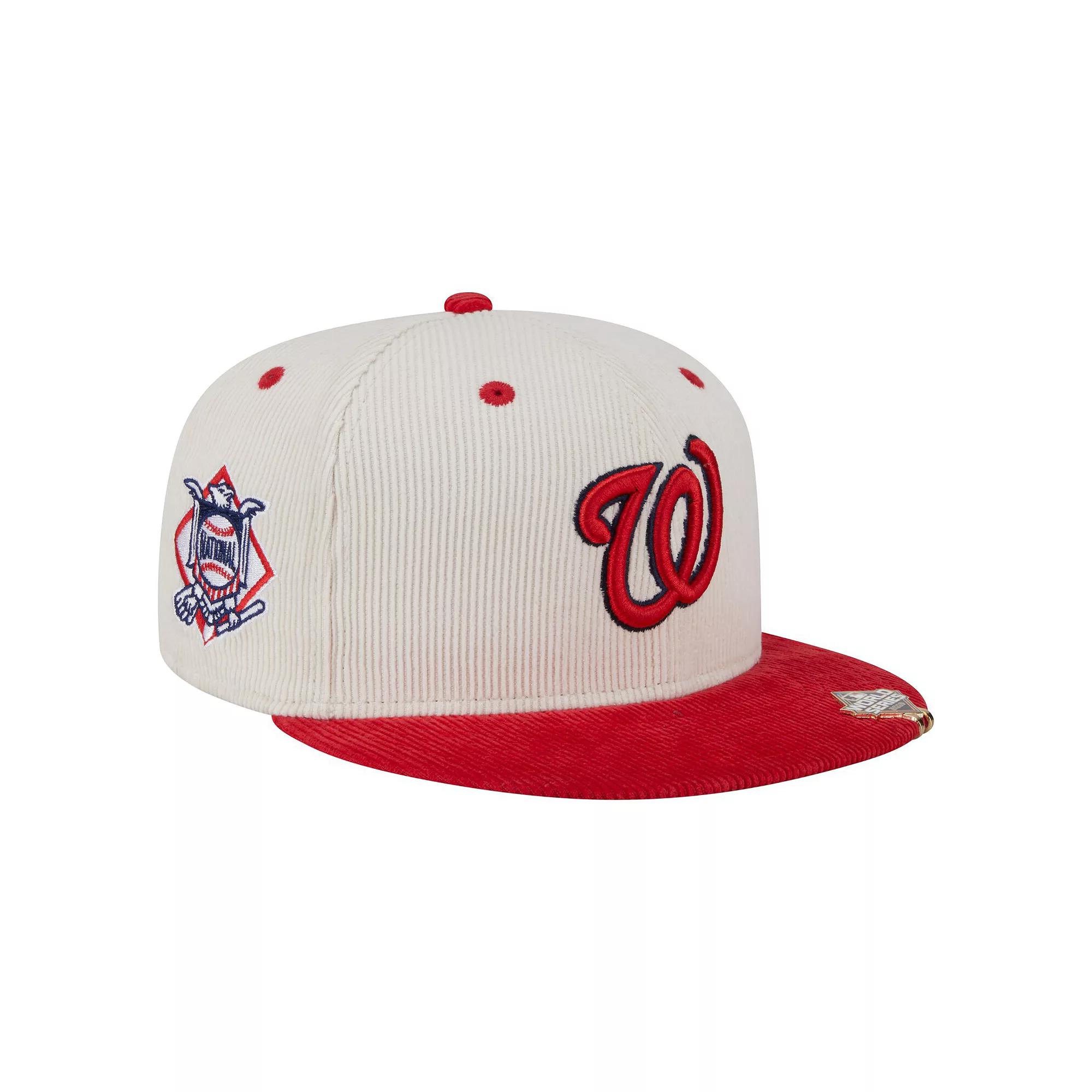 Men's New Era Cream/Red Washington Nationals Two-Tone Corduroy 59FIFTY Fitted Hat, Size: 7 1/4, Beige Product Image