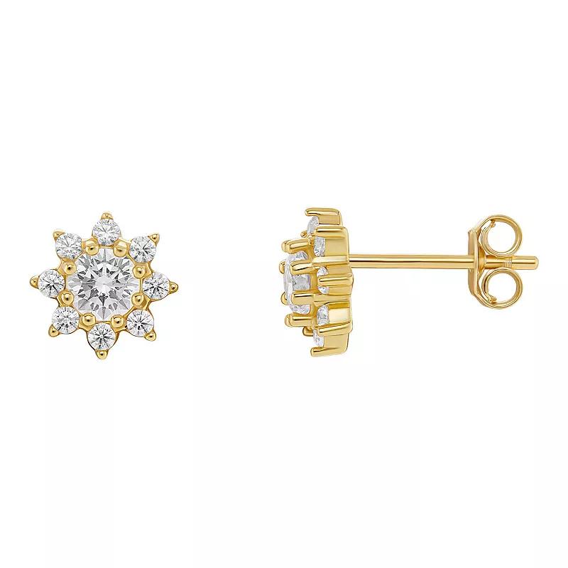 PRIMROSE Birthstone Cubic Zirconia Flower Stud Earrings, Womens, Gold Tone Apr Product Image