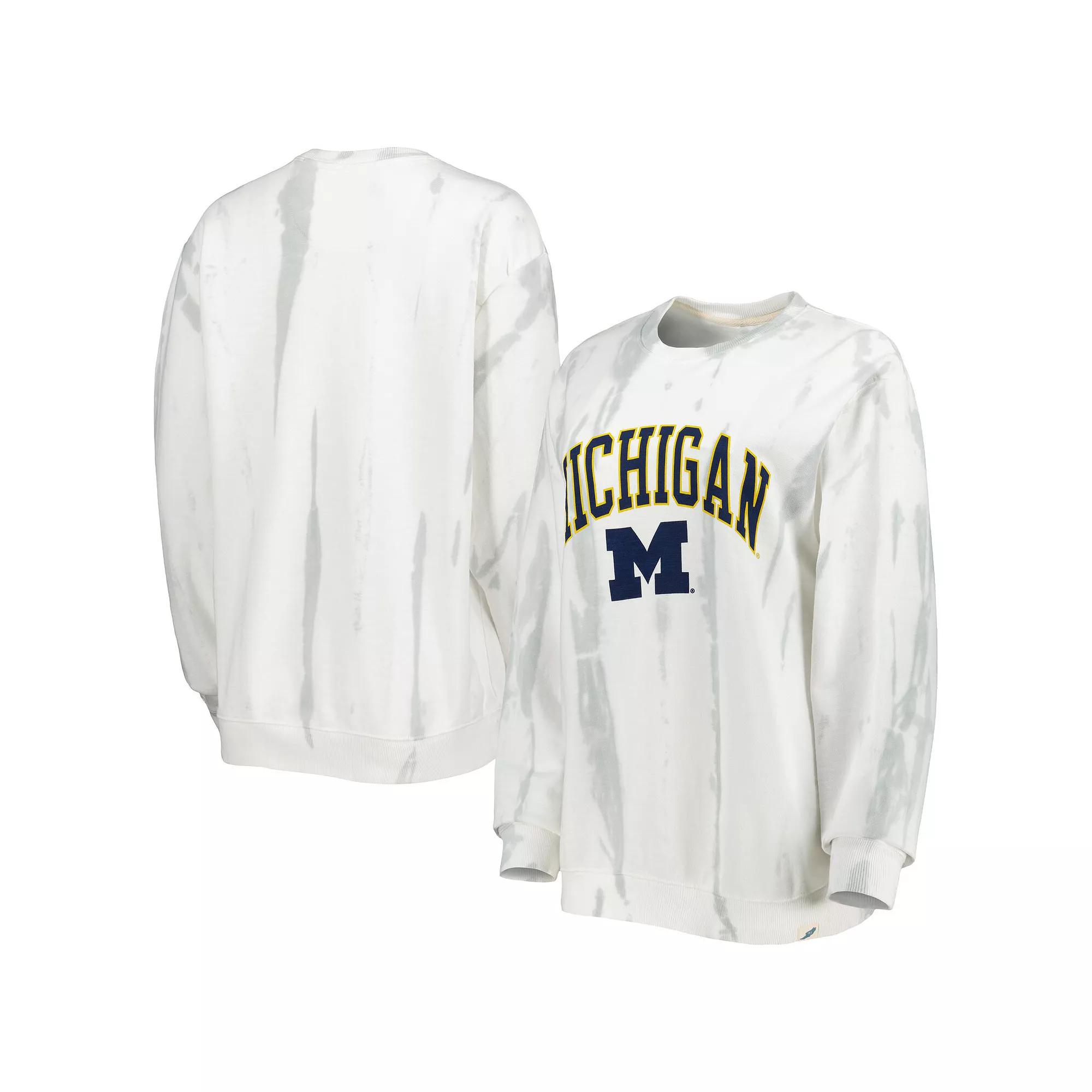 Mens League Collegiate Wear /Silver Michigan Wolverines Classic Arch Dye Terry Pullover Sweatshirt Product Image
