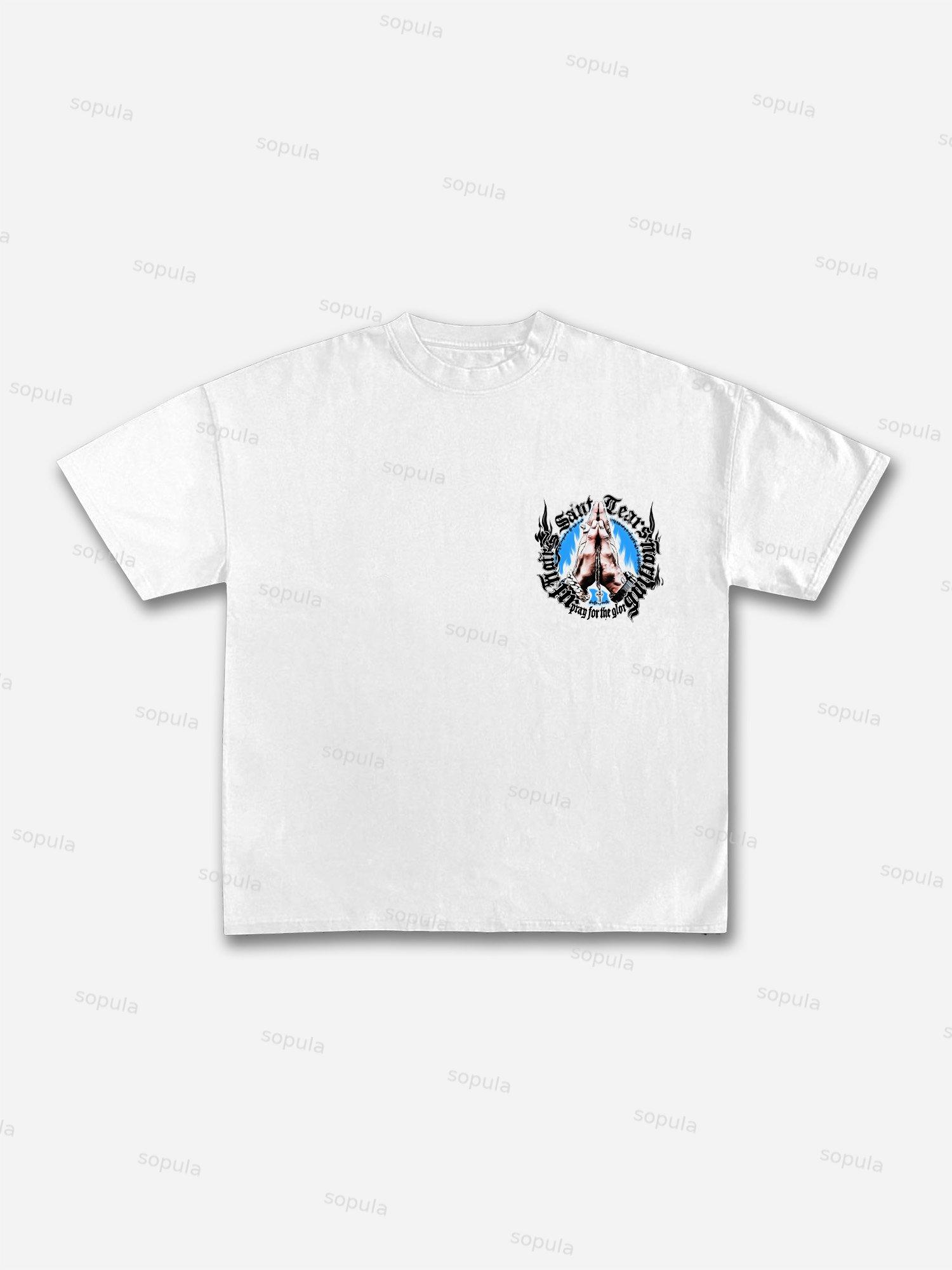 Vintage Pray For The Glory Graphic Print Cotton T-shirt Product Image