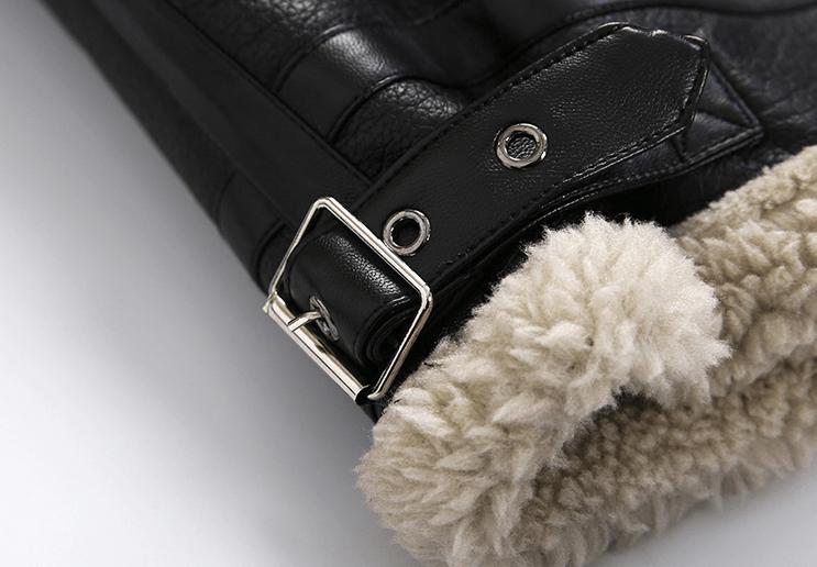 RT No. 2798 BLACK FLEECE COLLAR LEATHER JK Product Image