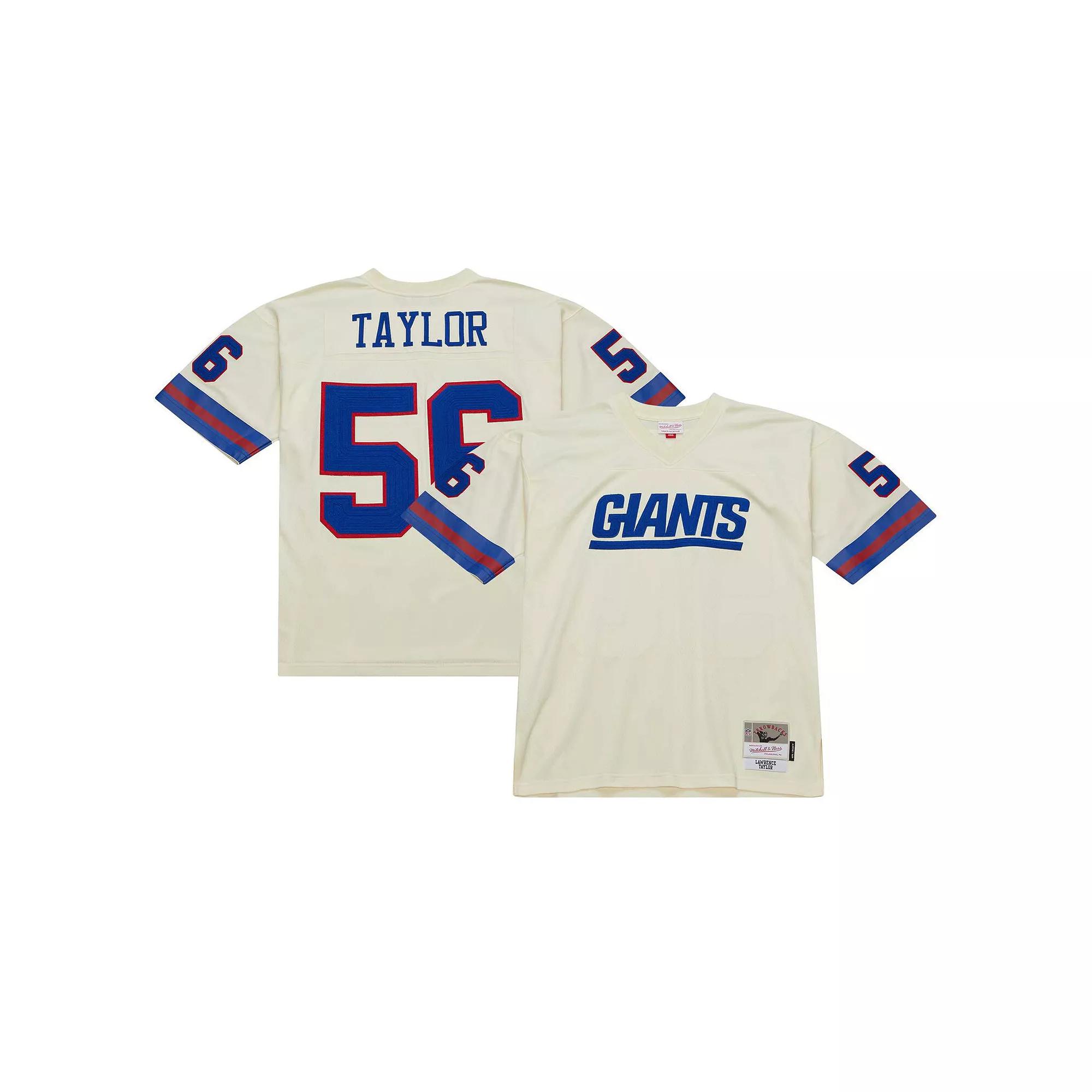 Men's Mitchell & Ness Lawrence Taylor Cream New York Giants Chainstitch Legacy Jersey, Size: 4XL, Beige Product Image