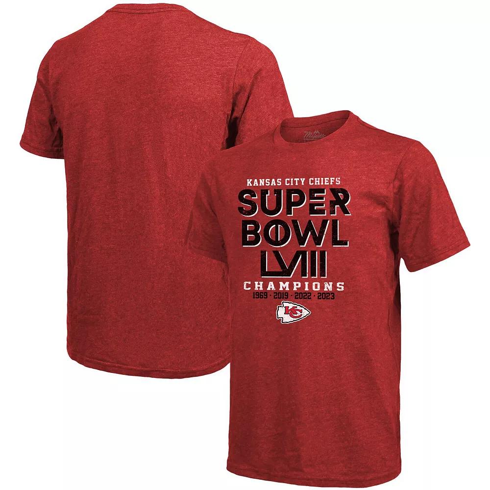 Men's Majestic Threads Red Kansas City Chiefs Super Bowl LVIII Champions Tri-Blend T-Shirt, Size: Small Product Image