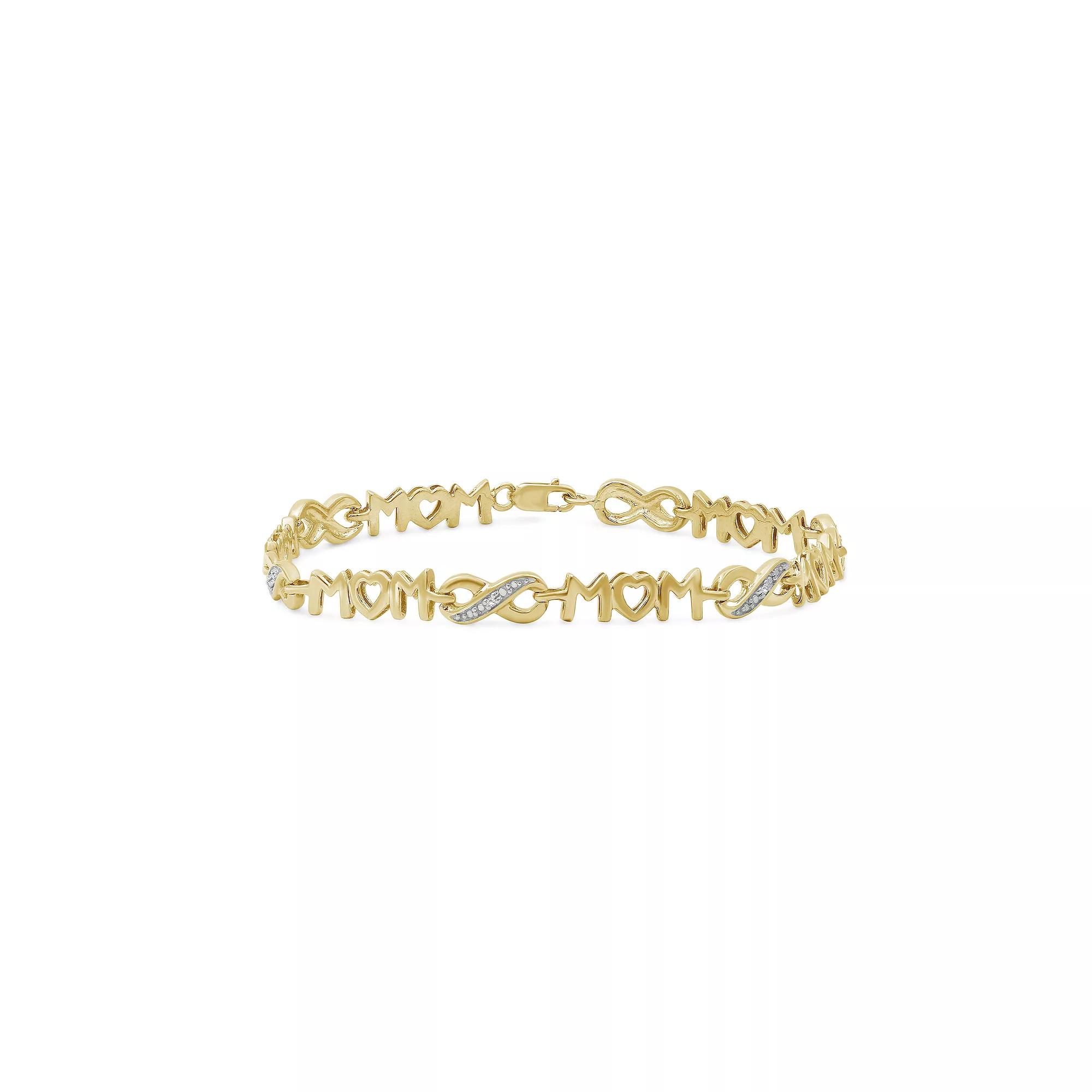 Jewelexcess 14k Gold Over Silver Diamond Accent "Mom" Bracelet, Women's, Gold Tone Product Image