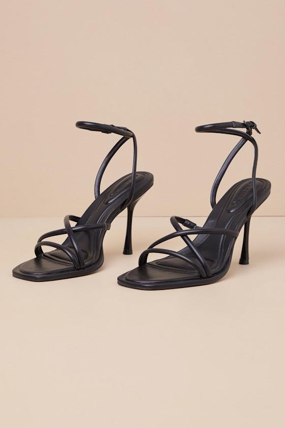 Dalilah Black Ankle Strap High Heel Sandals Product Image