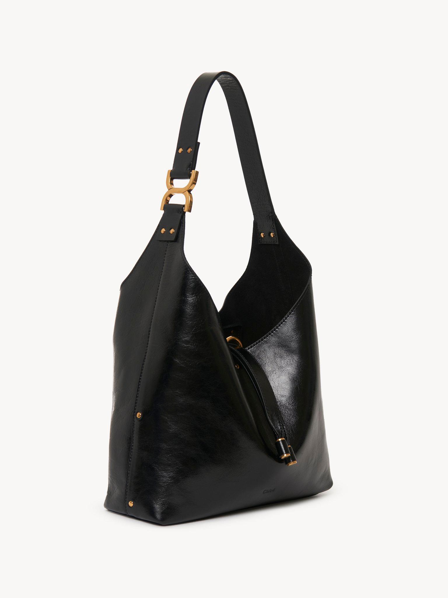 Small Marcie hobo bag in shiny leather Product Image