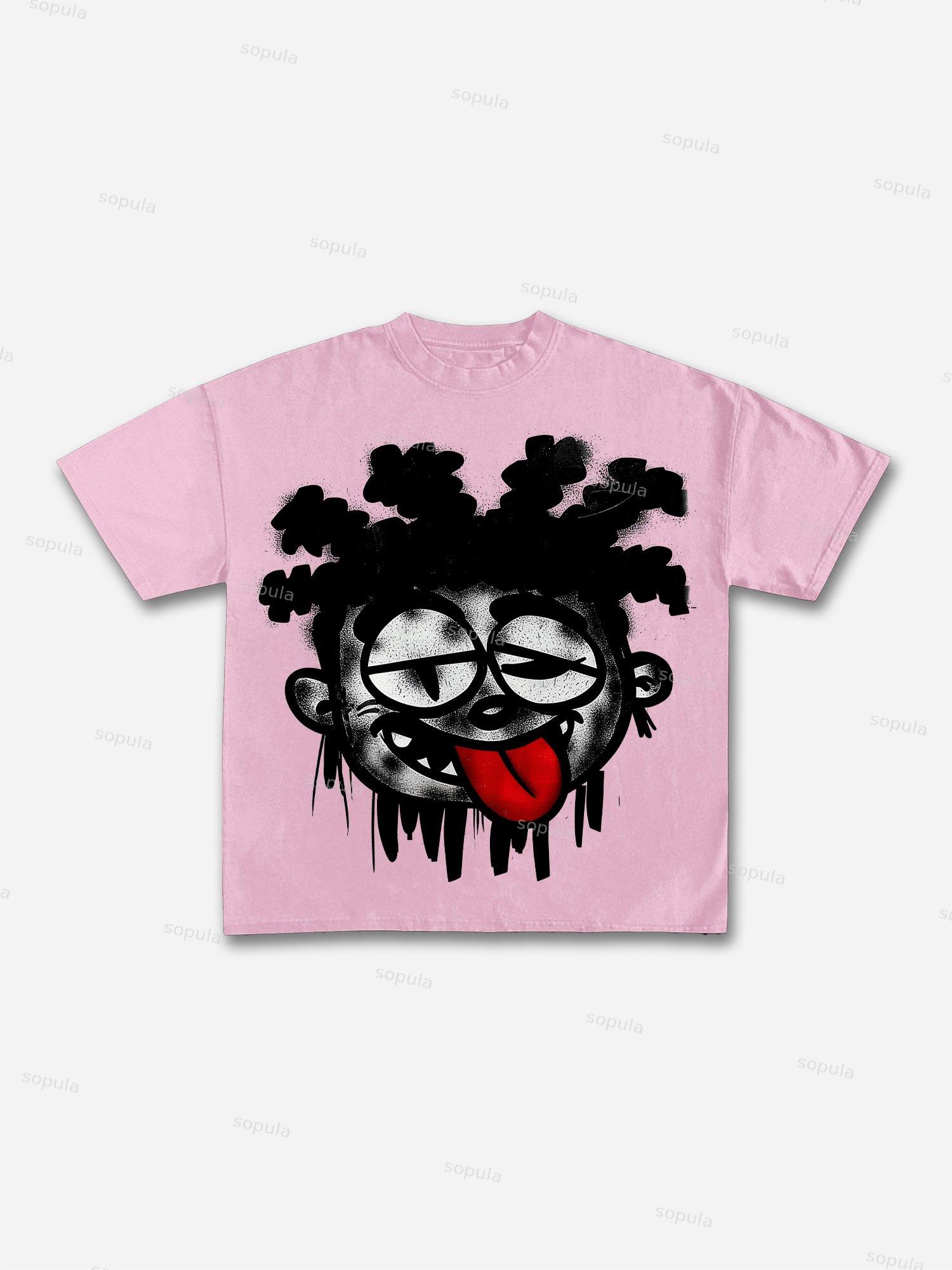 Vintage Big Face Graphic Cotton T-shirt Product Image