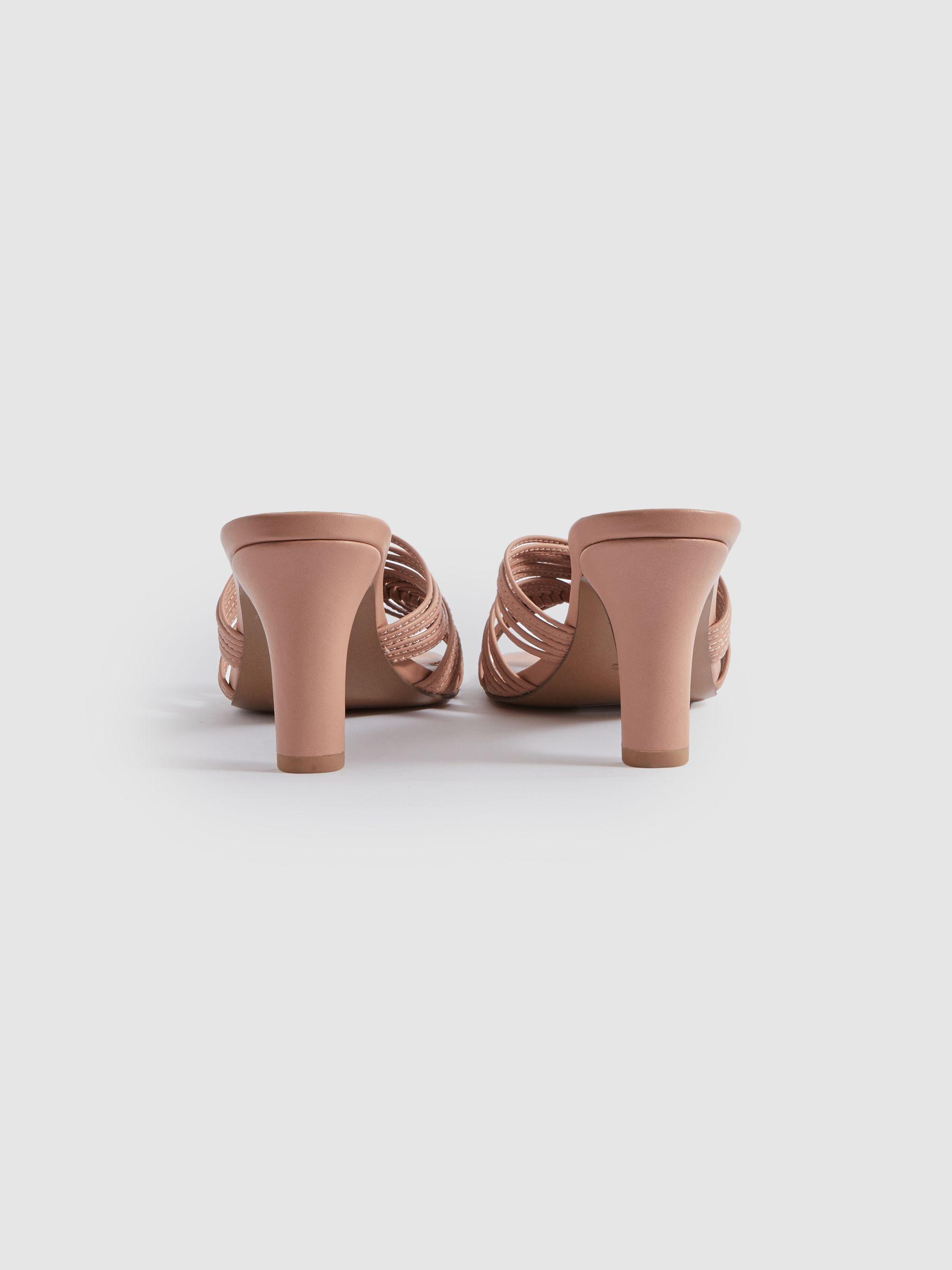 Leather Knot Detail Mules in Blush Product Image
