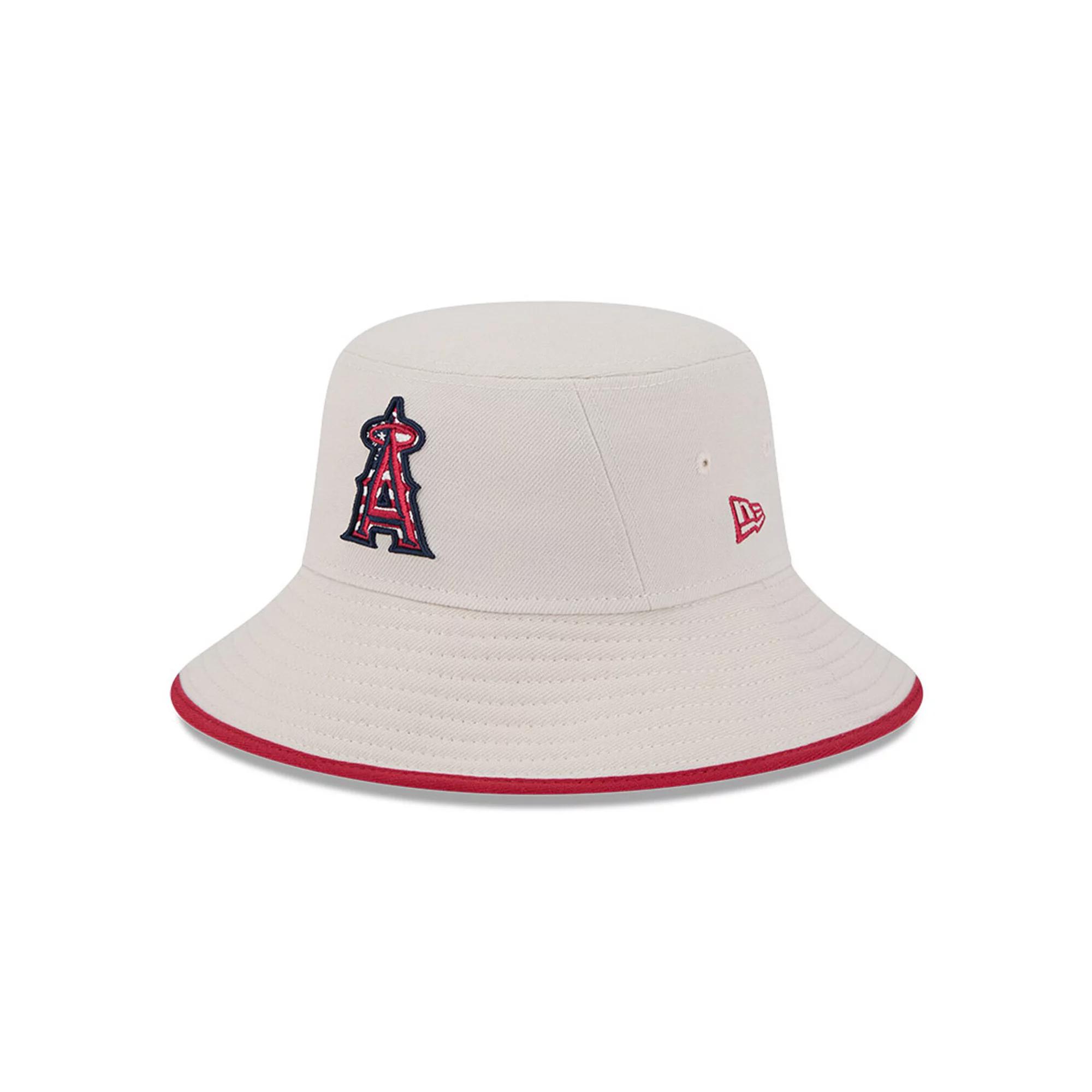 Men's New Era  Khaki Los Angeles Angels 2024 Fourth of July Bucket Hat, Beig K Product Image