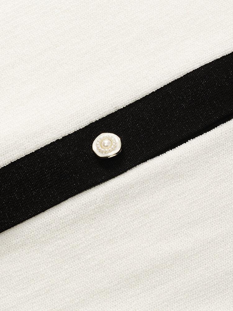 Contrast Trim Knitted Cardigan And Camisole Two-Piece Set Product Image