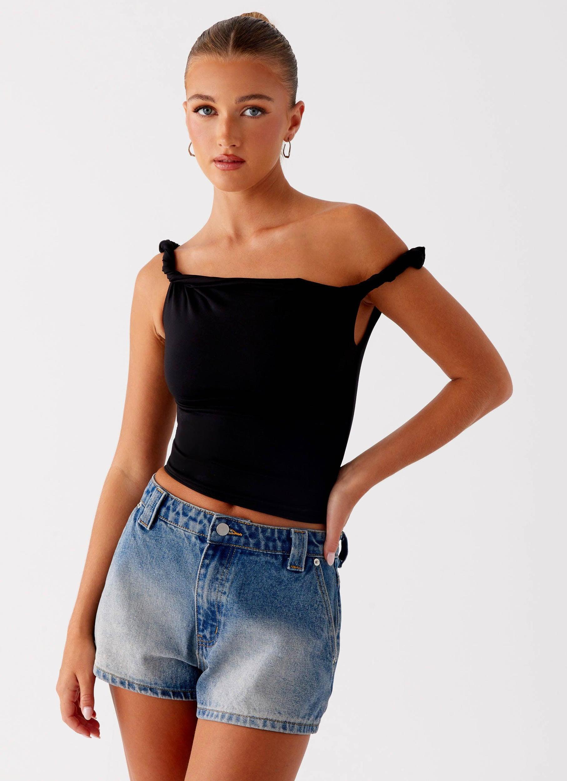 Frida Denim Shorts - Vintage Wash Blue Product Image