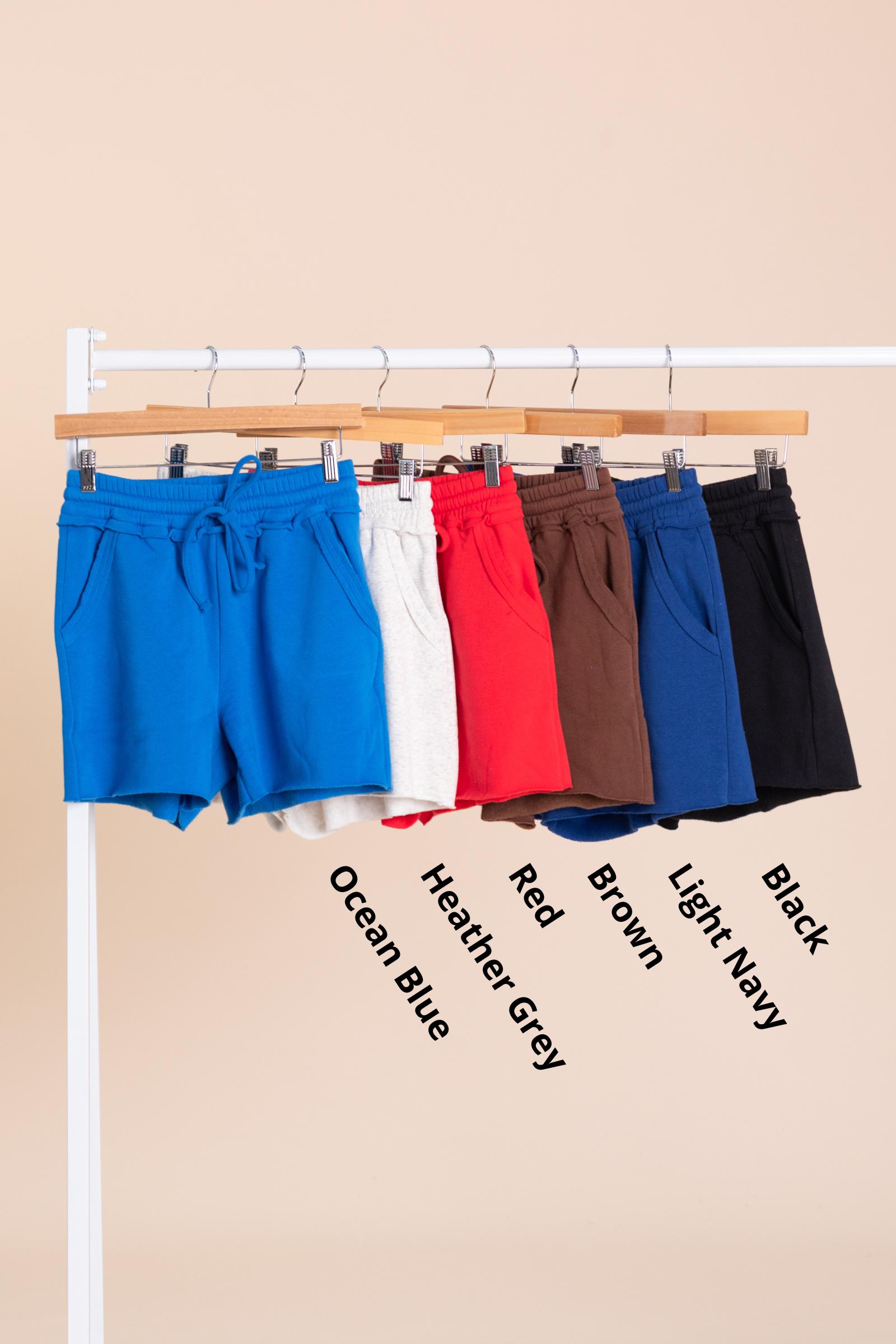 Fleece Raw Hem Drawstring Shorts Product Image