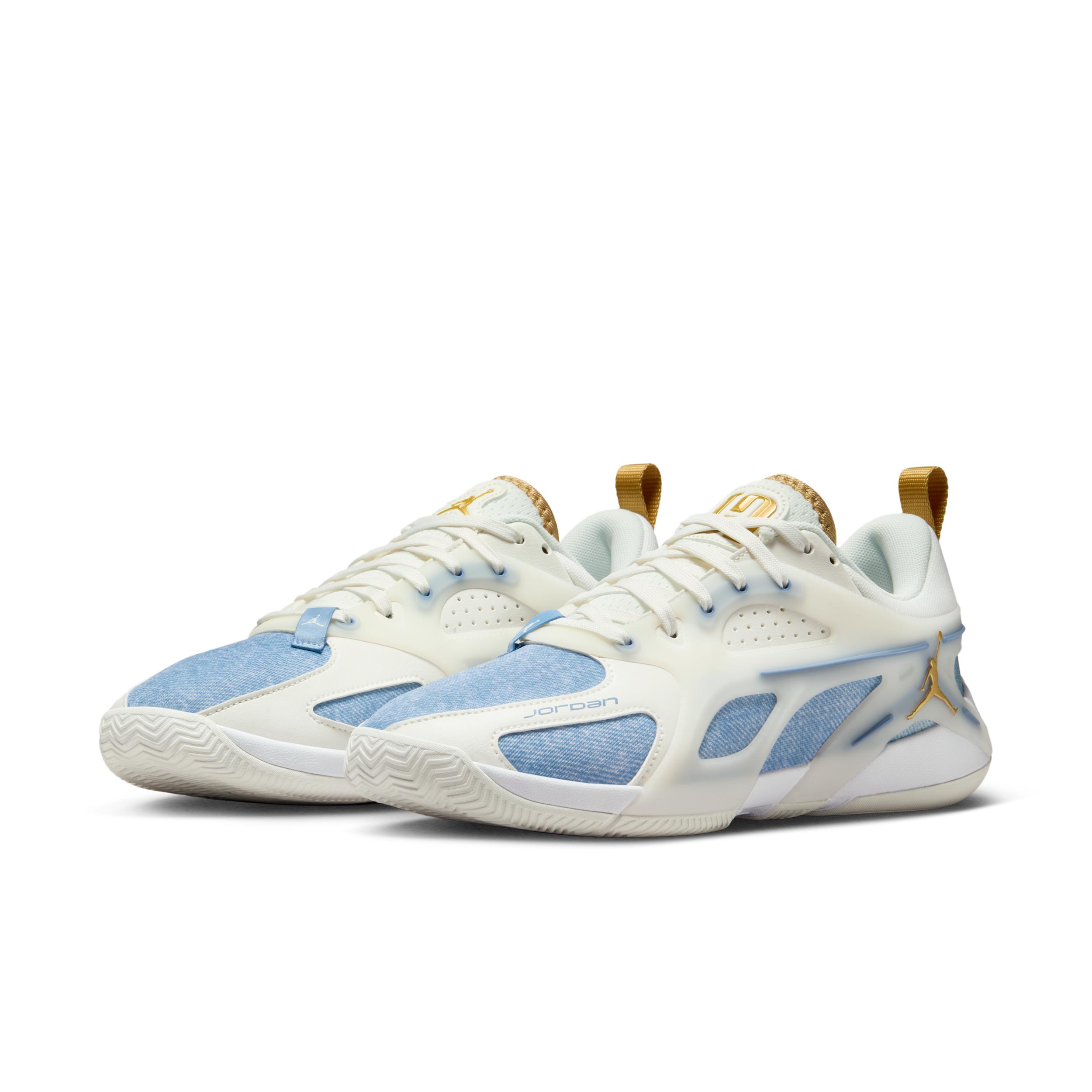 Womens Jordan Heir Series Denim and Gold Basketball Shoes | FZ2471-104 Product Image